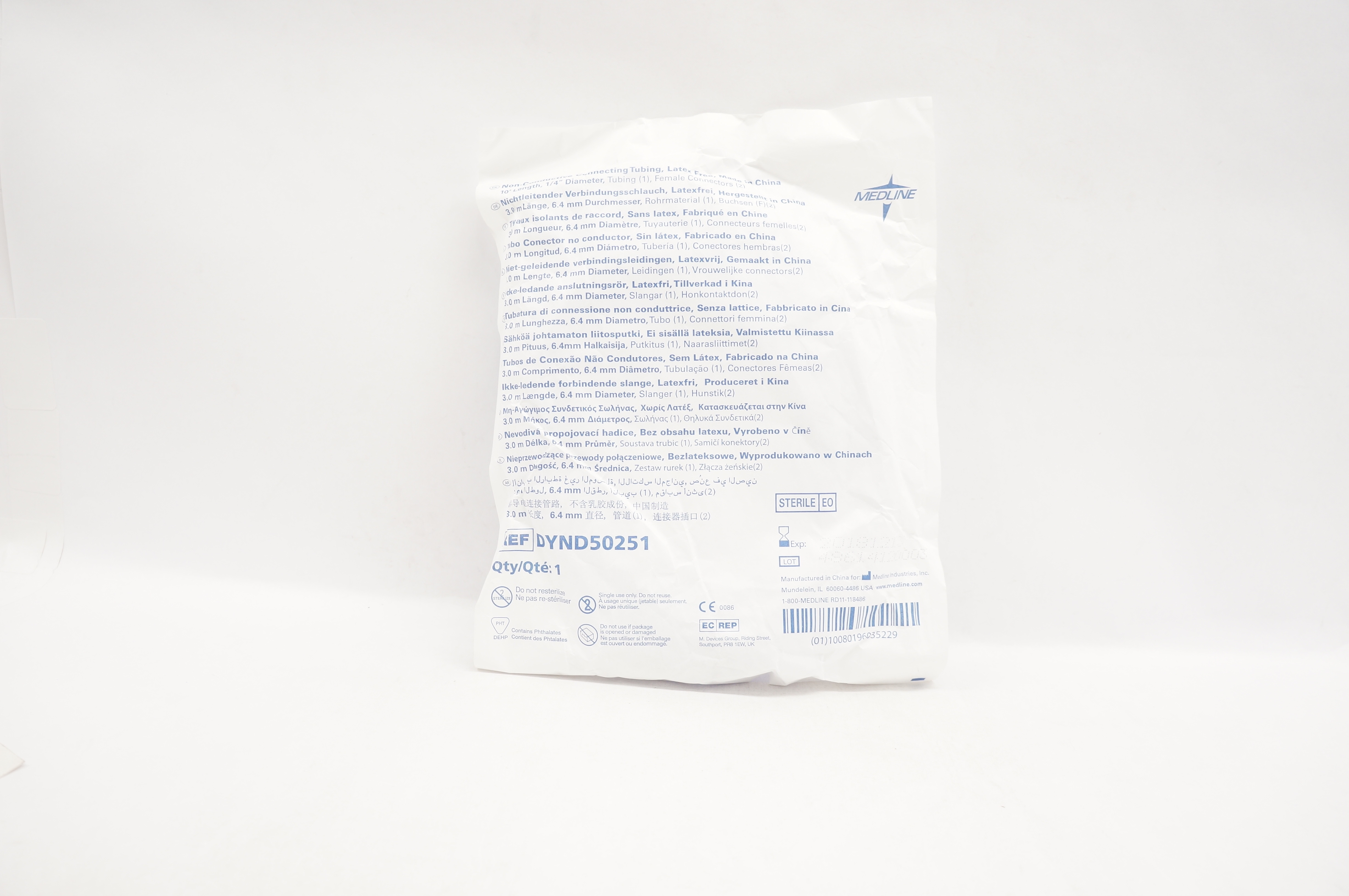 Medline DYND50251 Non-Conductive Connecting Tubing 1/4in x 10F (x)