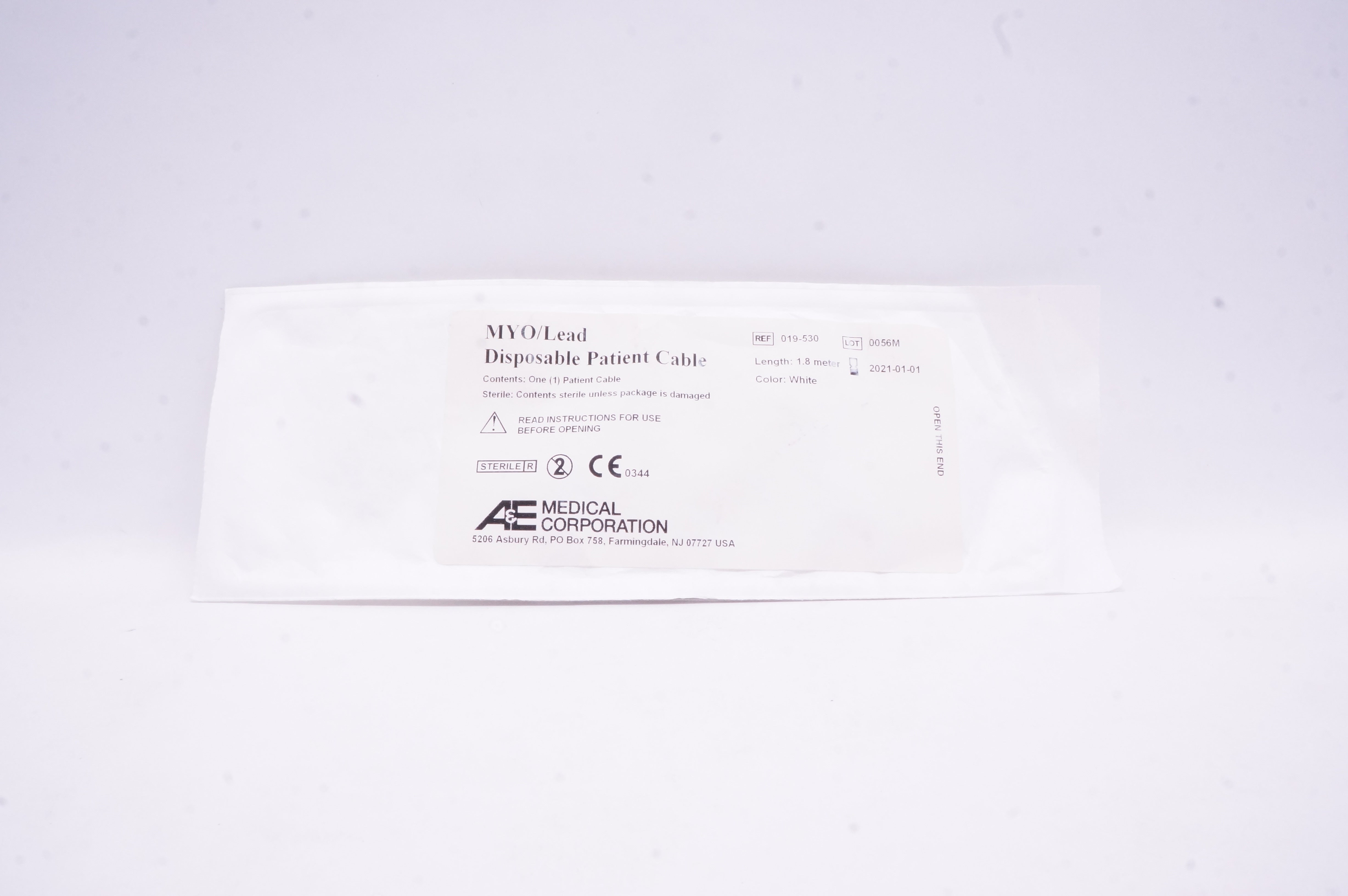 A&E 019-530 MYO/Lead Disposable Patient Cable 1.8 meter, Color White (x)