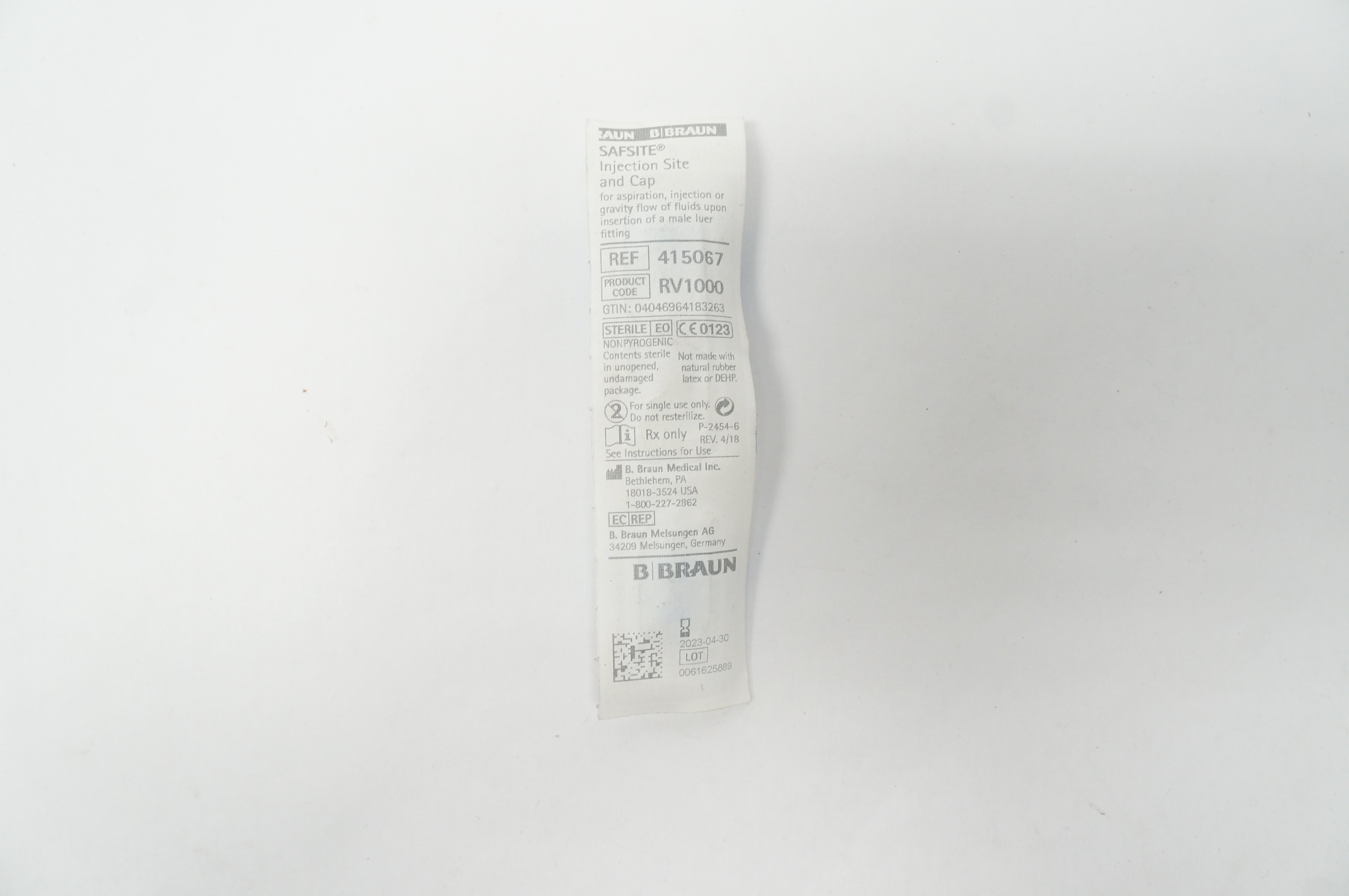 Braun 415067 Safsite Injection Site and Cap