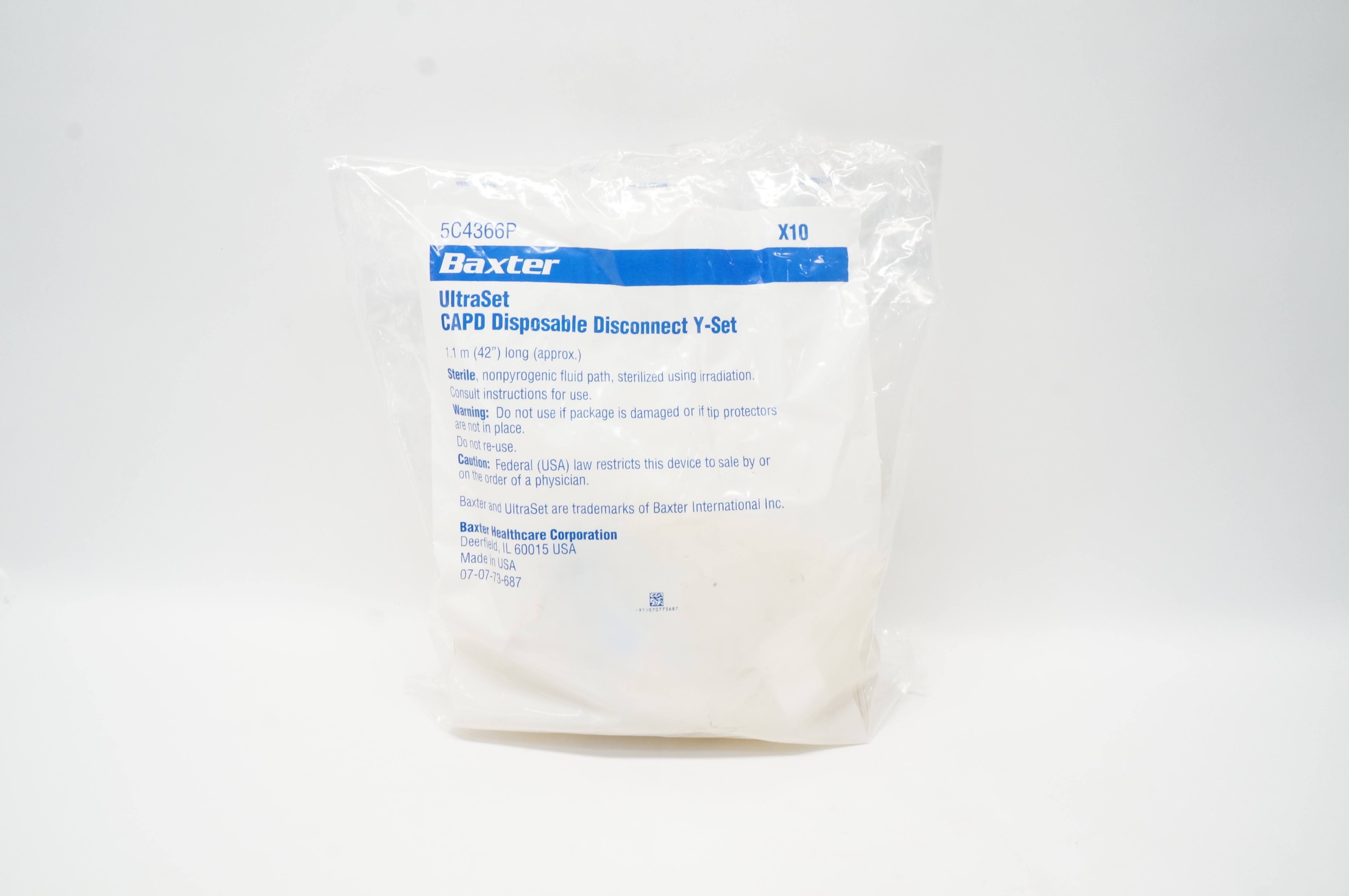 Baxter 5C4366P UltraSet CAPD Disposable Disconnect Y-Set 42inch Long - Pack of 6