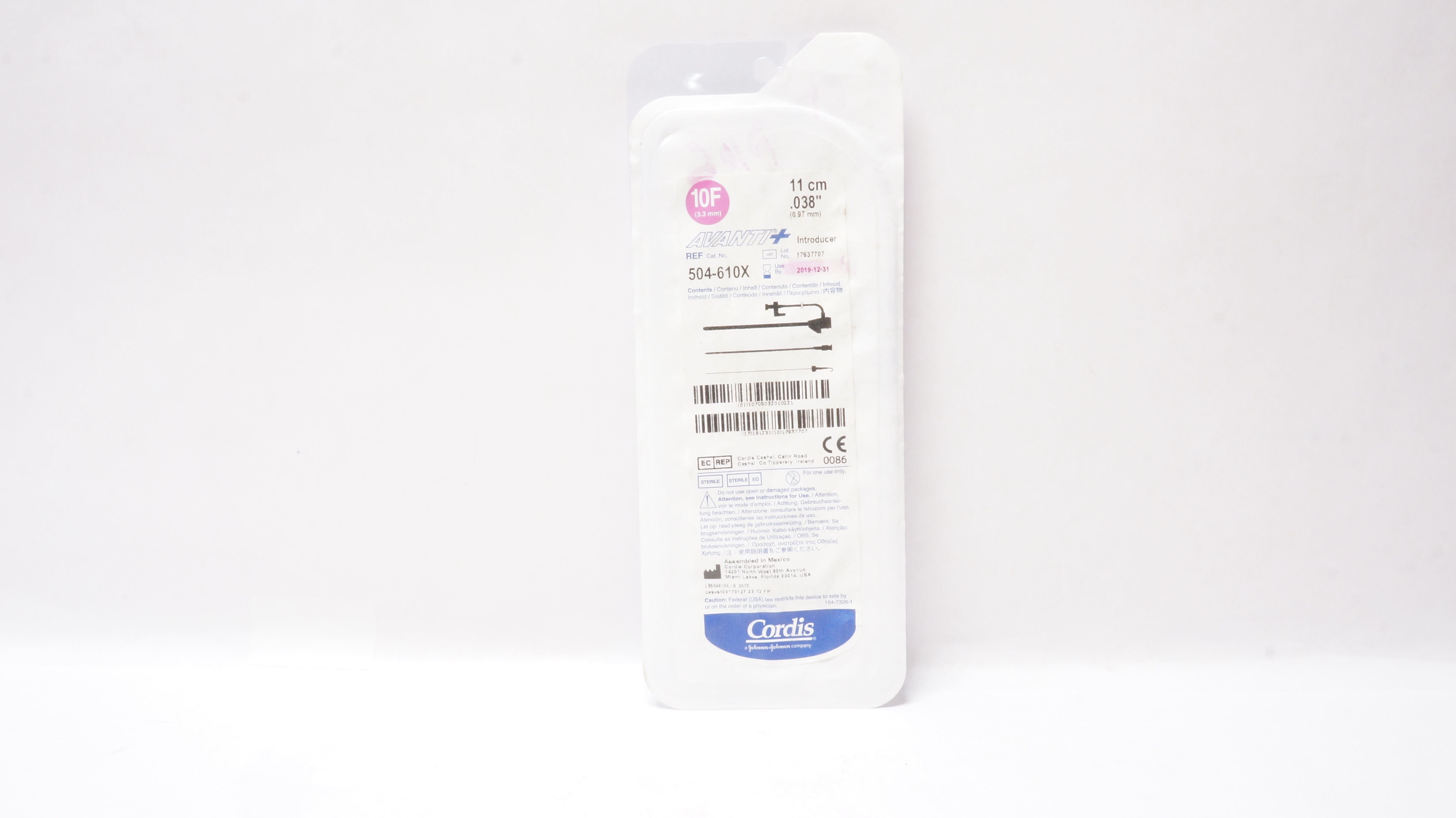 Cordis 504-610X Avanti Plus Introducer 10F x 11cm x .038 inch (x)