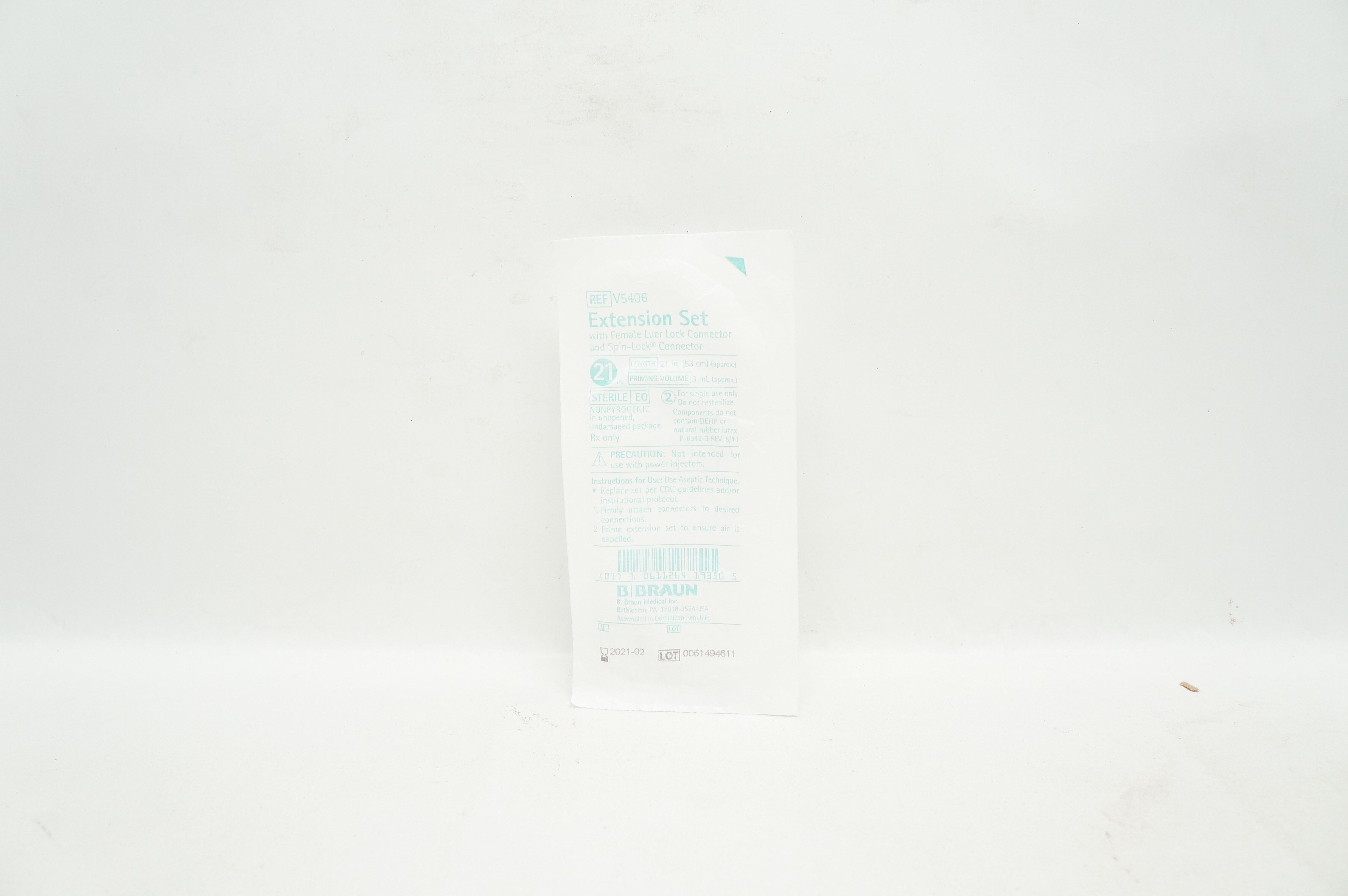 Braun V5406 Extension Set w/Female Luer Lock,Spin-Lock Connector 21inch x 3ml(x)