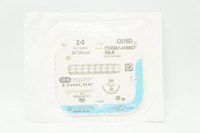 Ethicon C016D 2-0 Perma-Hand Silk Surgical Stre SH 26mm 1/2c Taper 30inch