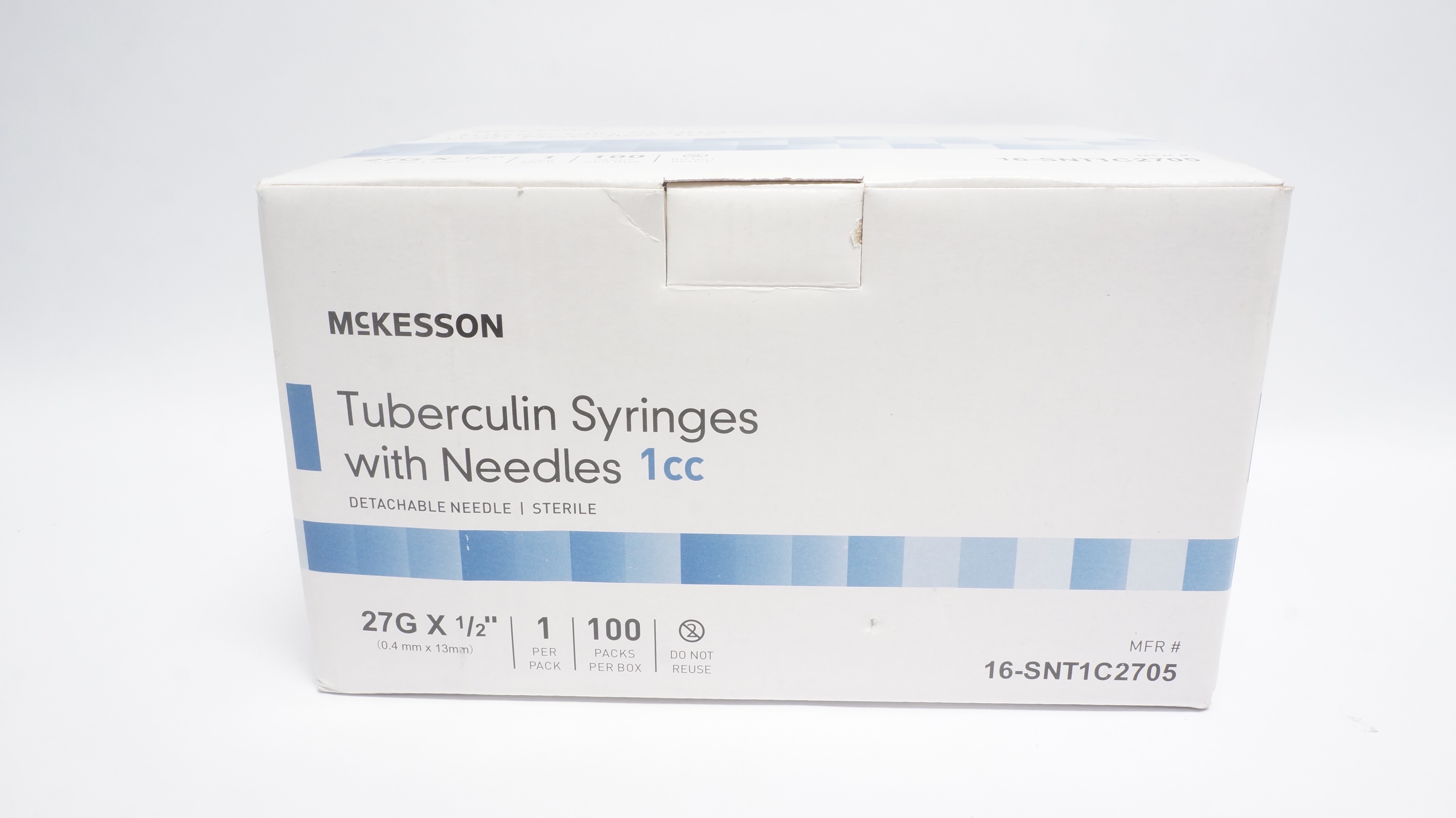 McKesson 16-SNT1C2705 Tuberculin Syringes W/Ndle 1cc, 27G x 1/2in(x)- Box of 100
