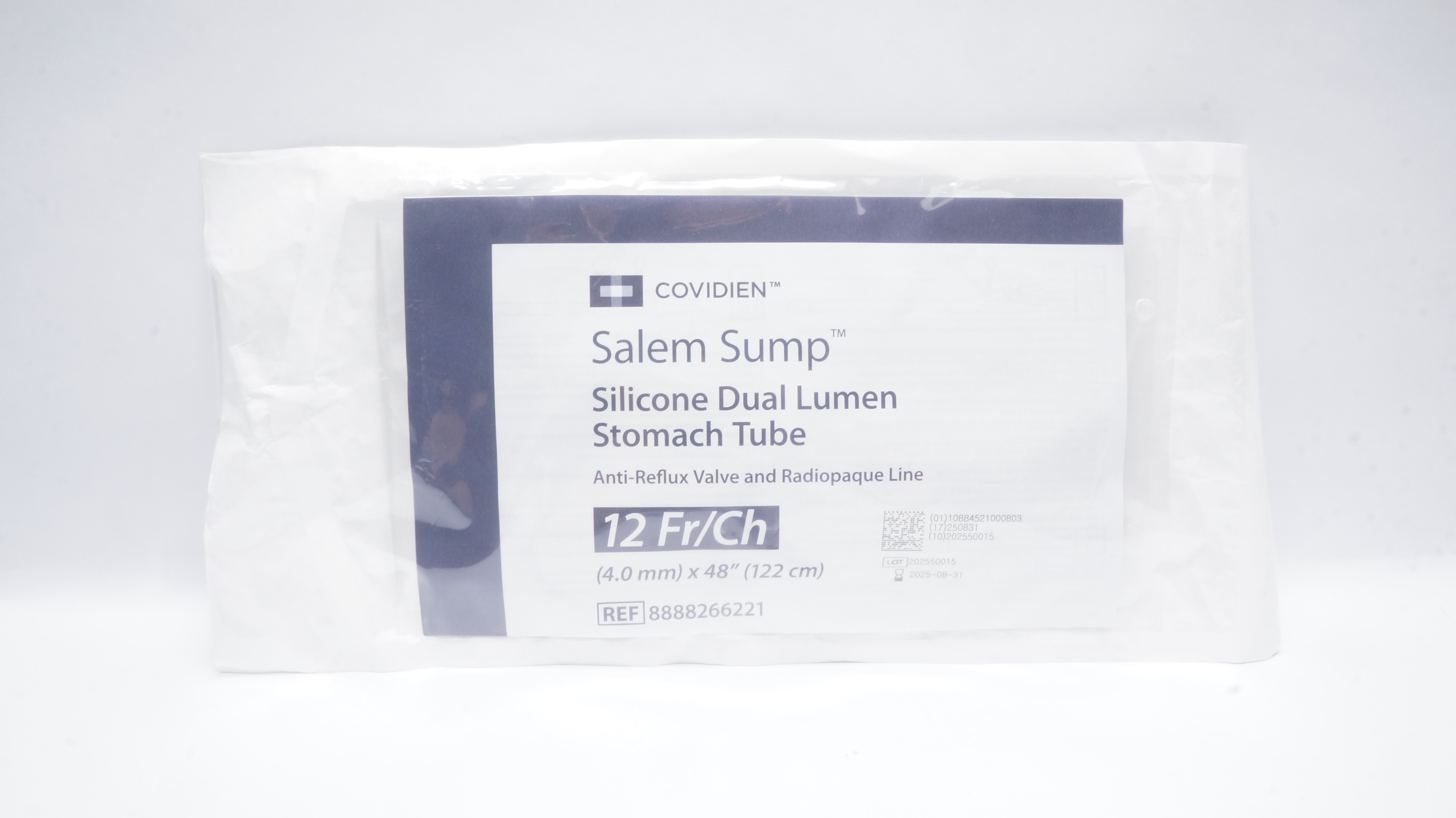 Covidien 8888266221 Salem Sump Silicone Dual Lumen Stomach Tube 12Fr x 48inch