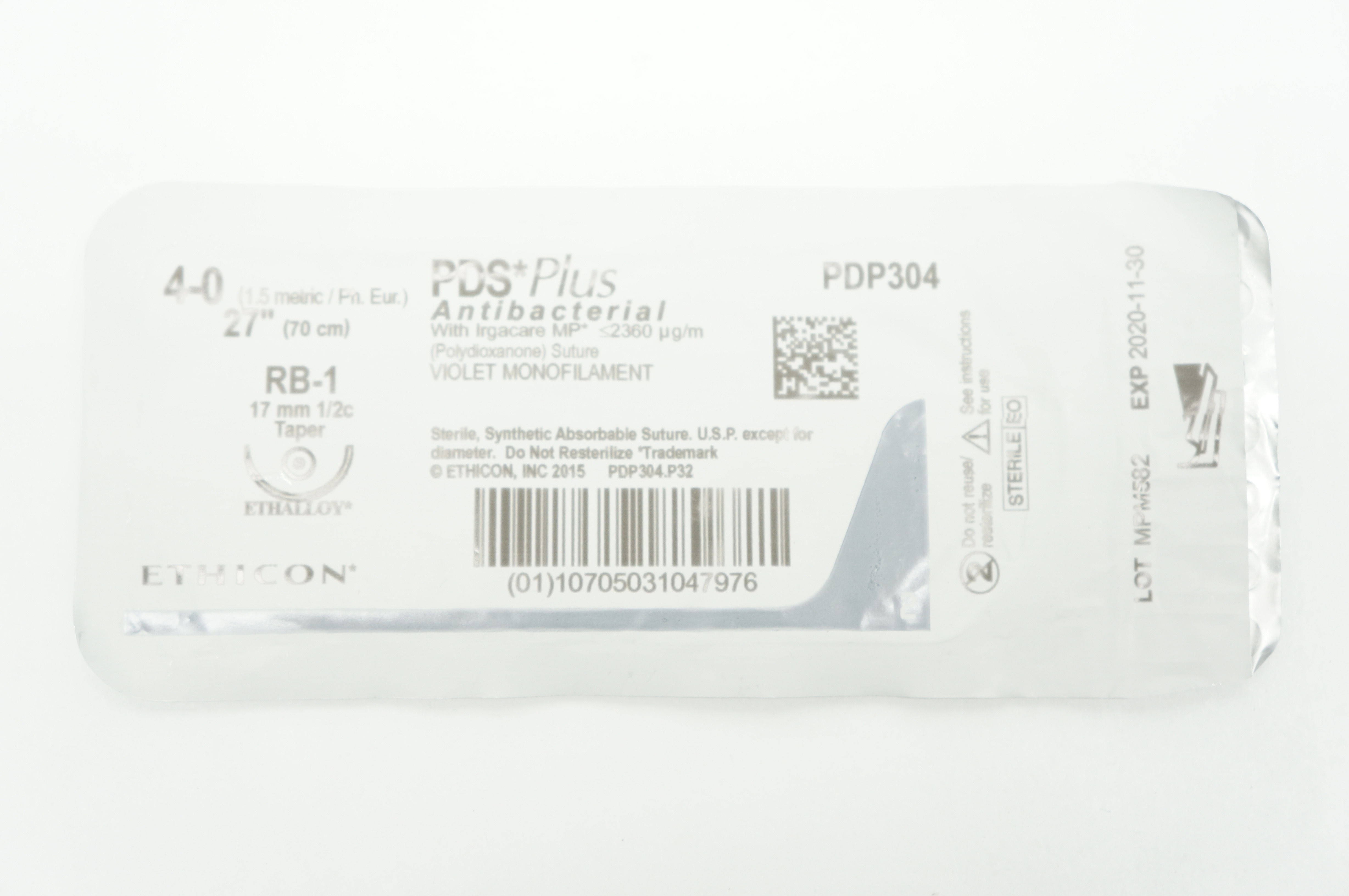 Ethicon PDP304 4-0 PDS Plus RB-1 17mm 1/2c Taper, 27inch