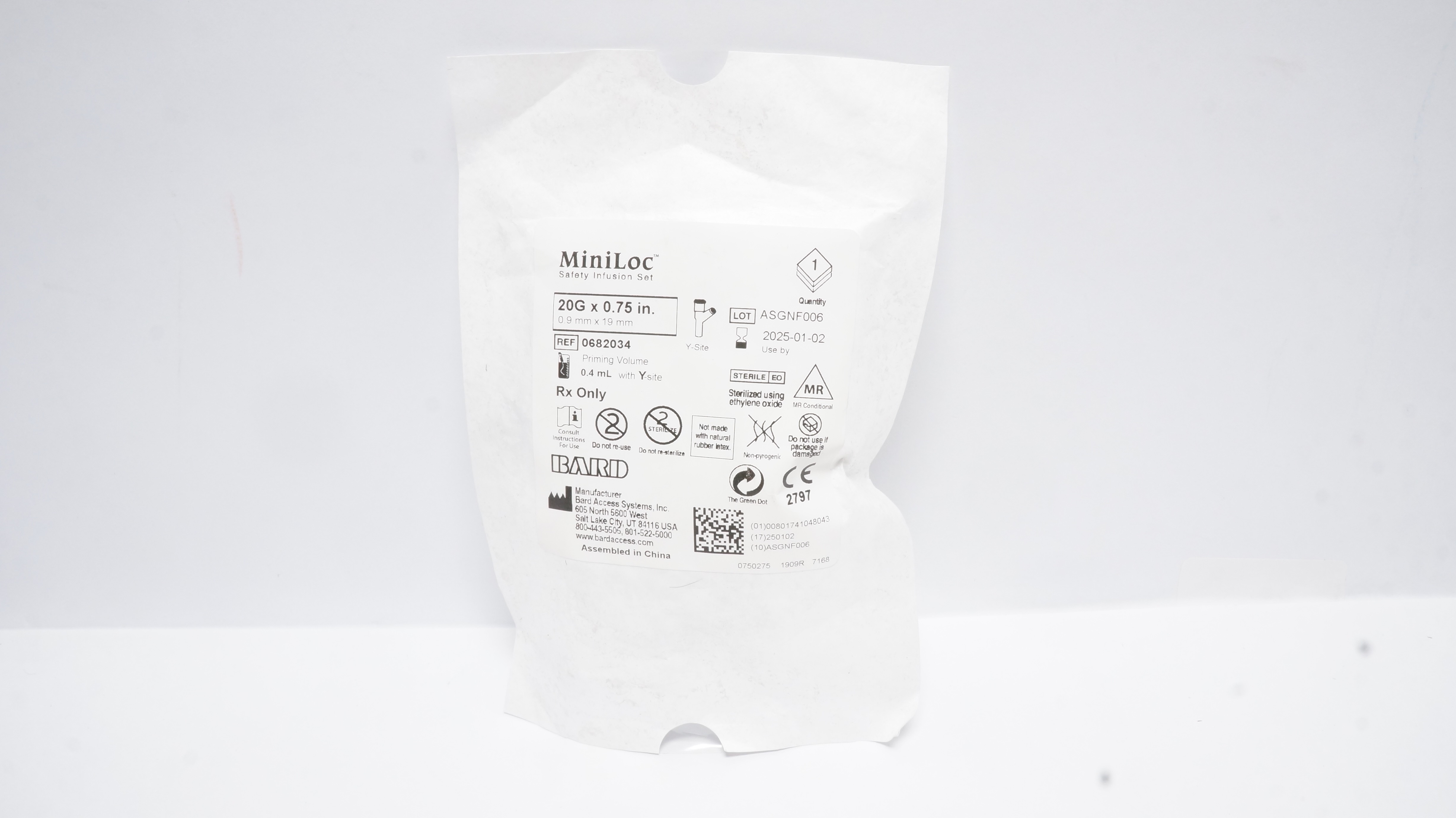 Bard 0682034 MiniLoc Safety Infusion Set 20G x 0.75inch (x)