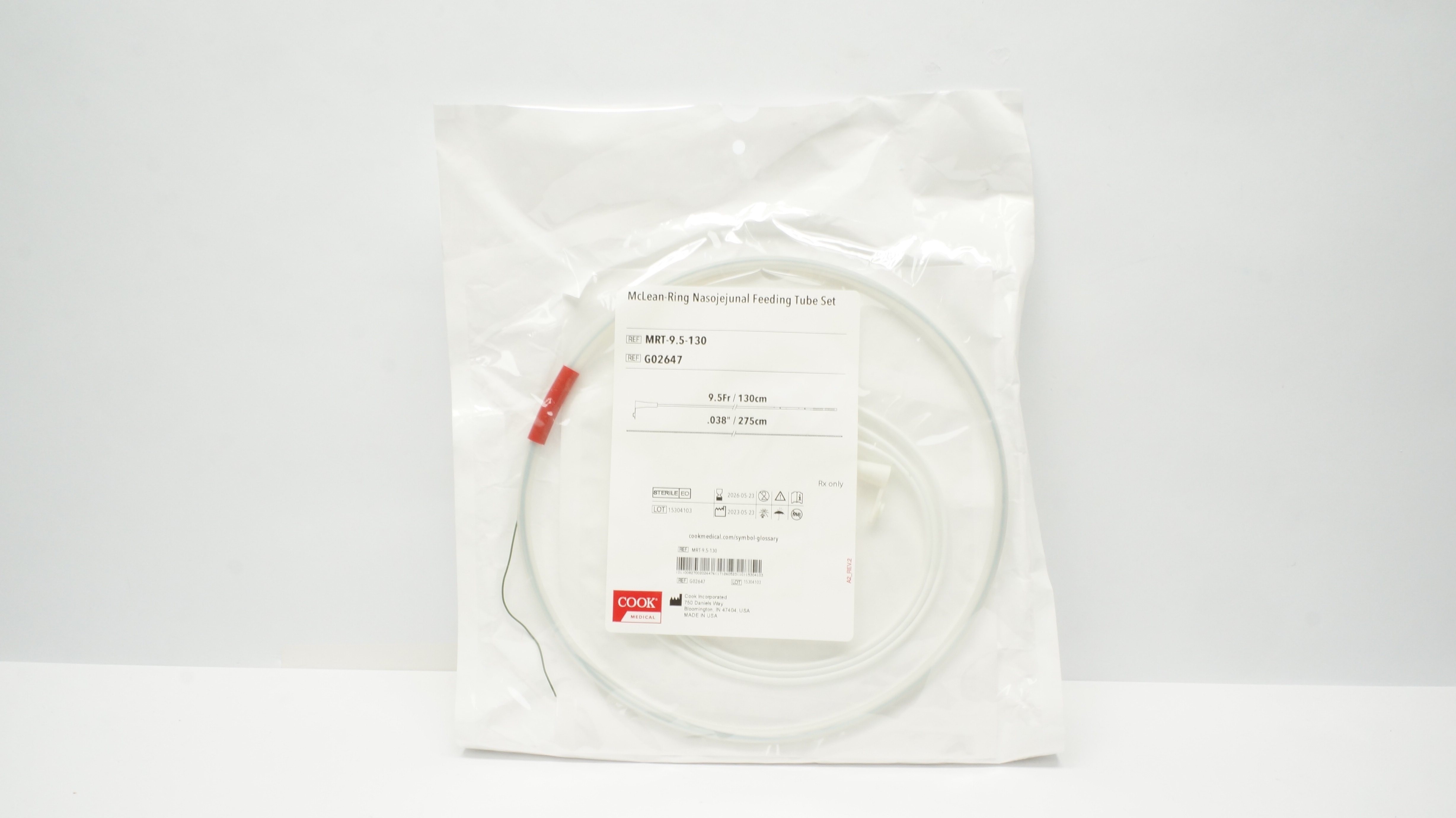 Cook Medical G02647 McLean-Ring Nasojejunal Feeding Tube Set 9.5Fr x .038In
