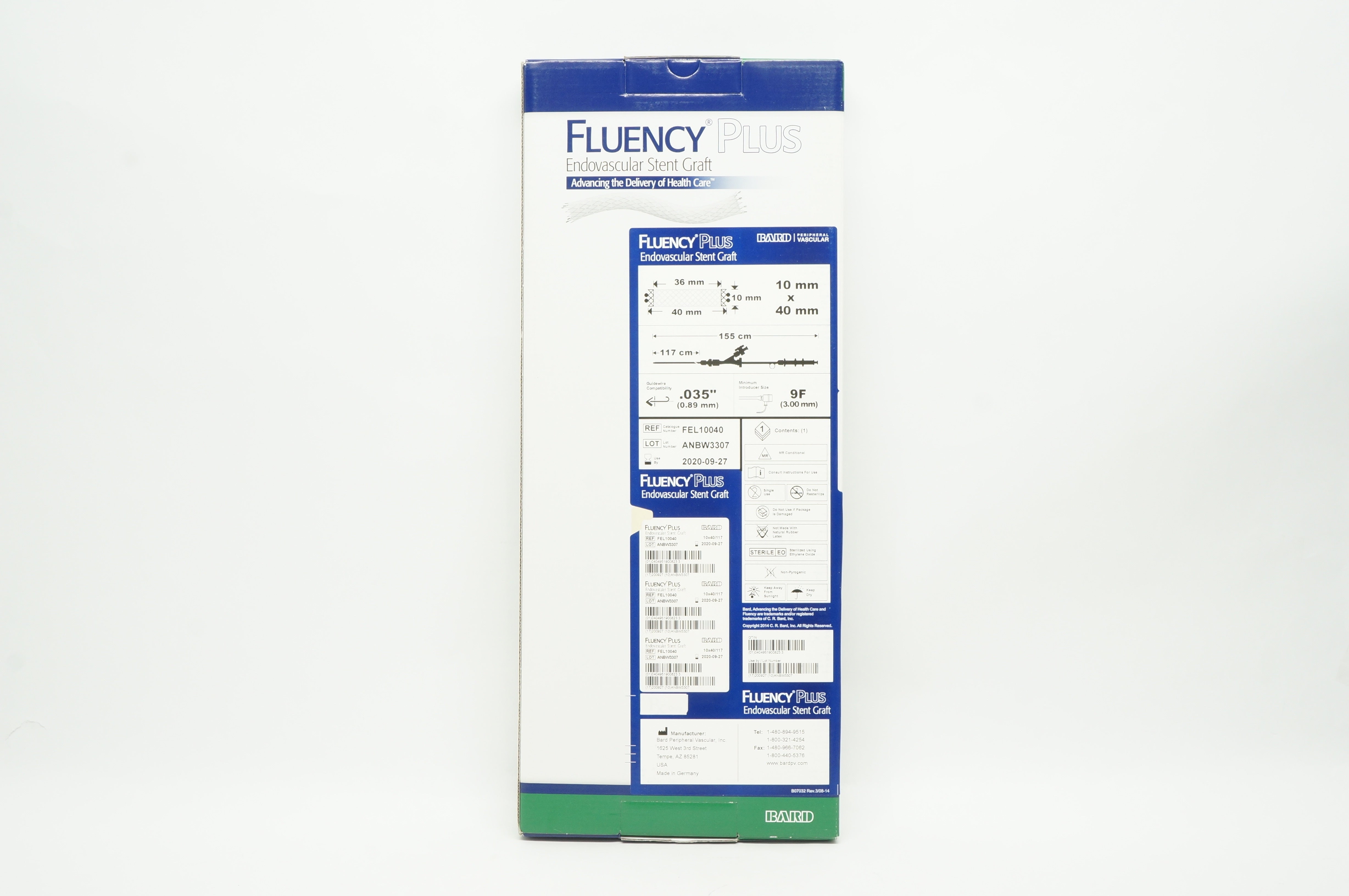 Bard FEL10040 FluencyPlus Endovascular Stnt. Graft 9F x .035inch x 155cm (x)