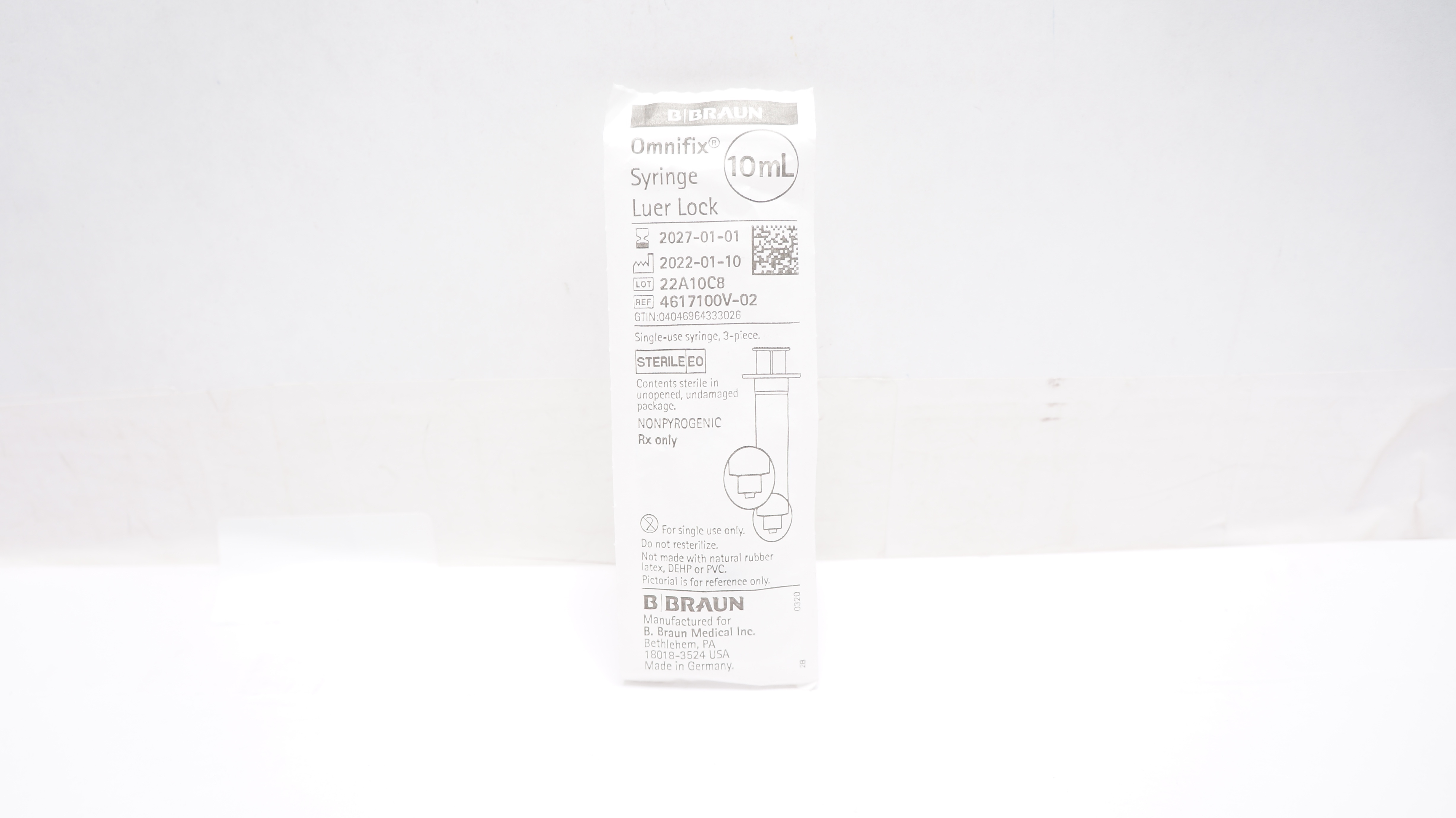 Braun 4617100V-02 Omnifix 10ml Syringe Luer Lock