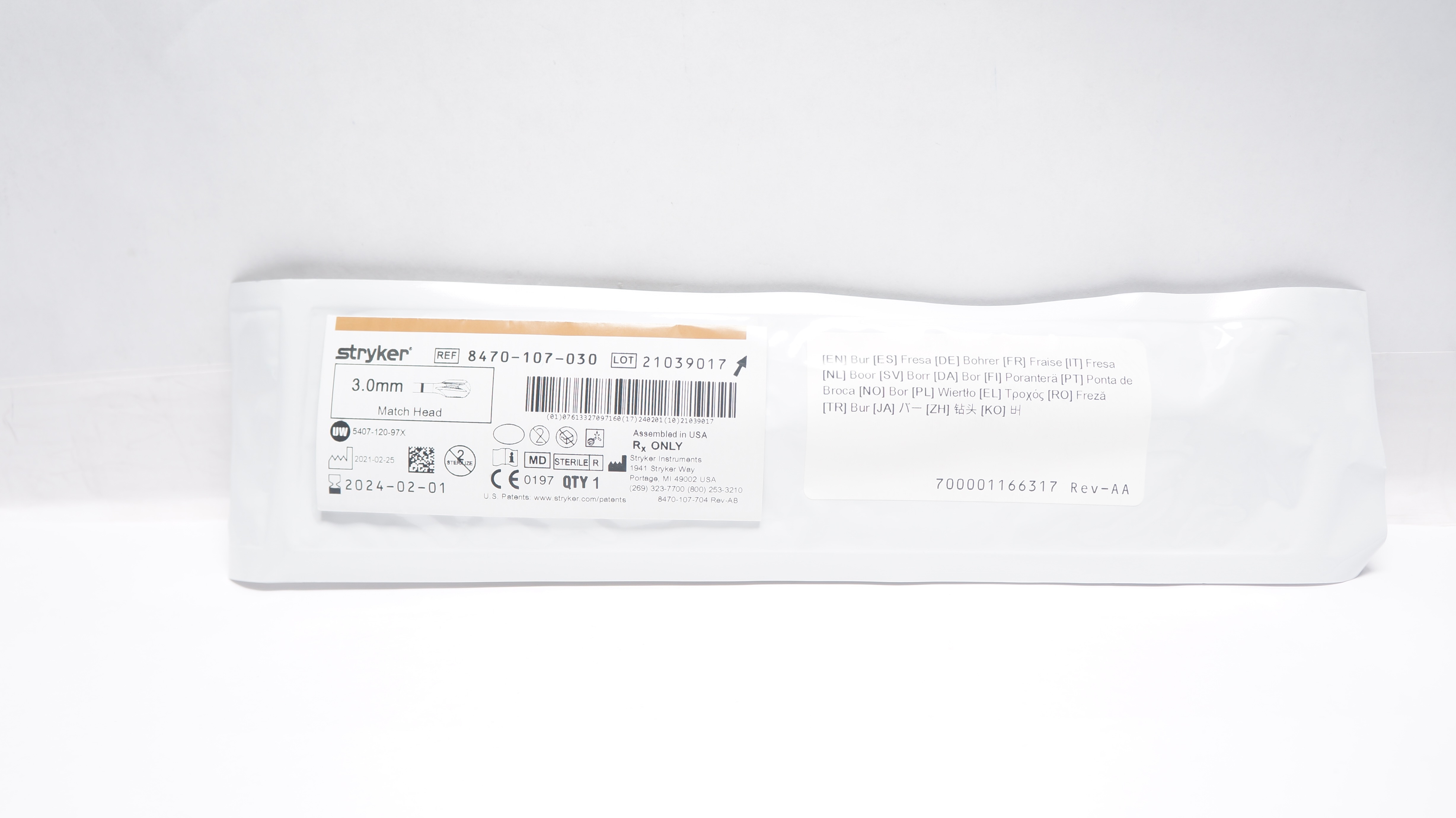 Stryker 8470-107-030 Bur, Match Head 3.0mm (x)