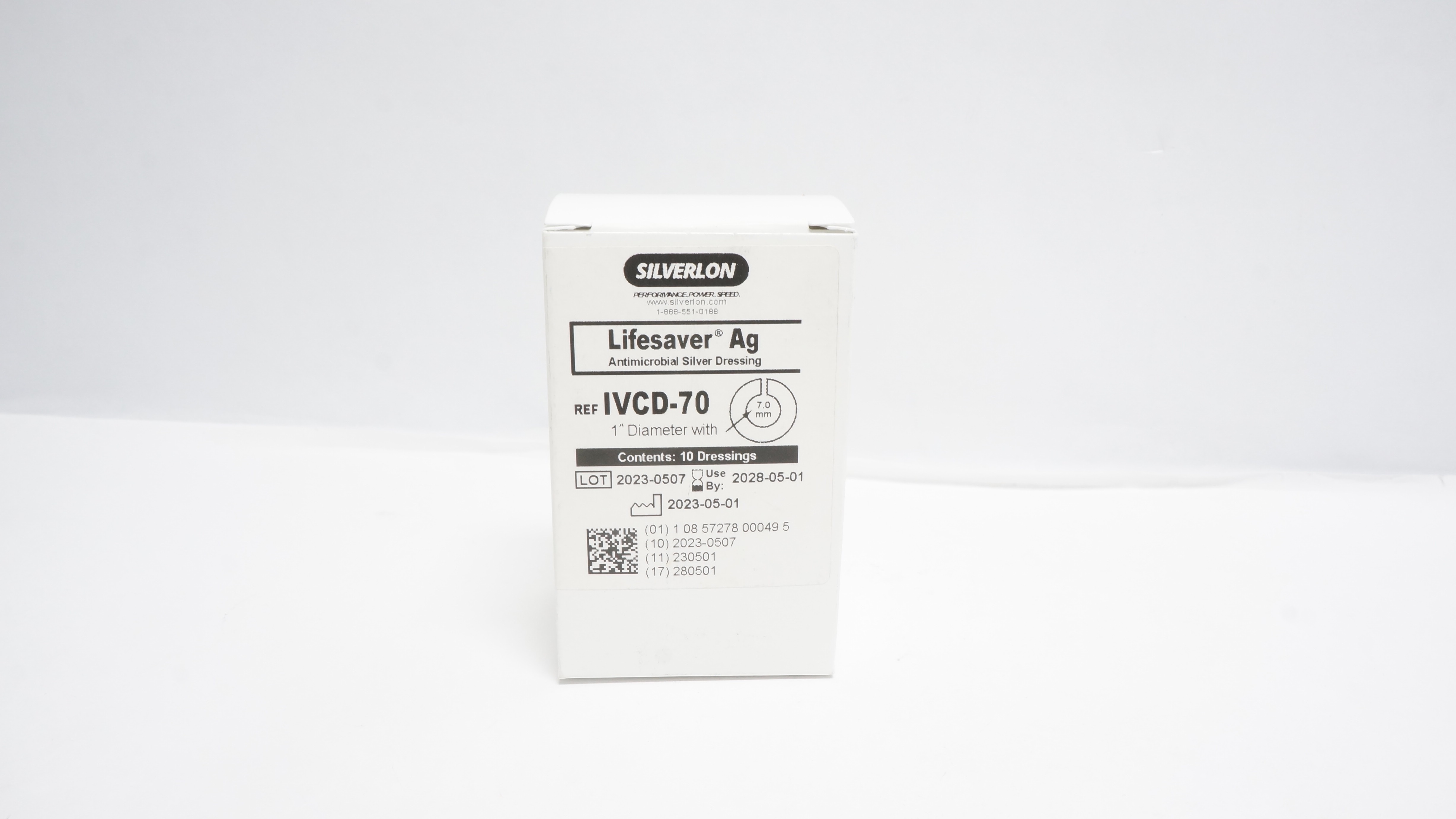 Argentum Medical IVCD-70 Lifesaver Ag Antimicrobial Silver Dressing 1In Dia. W/7.0mm