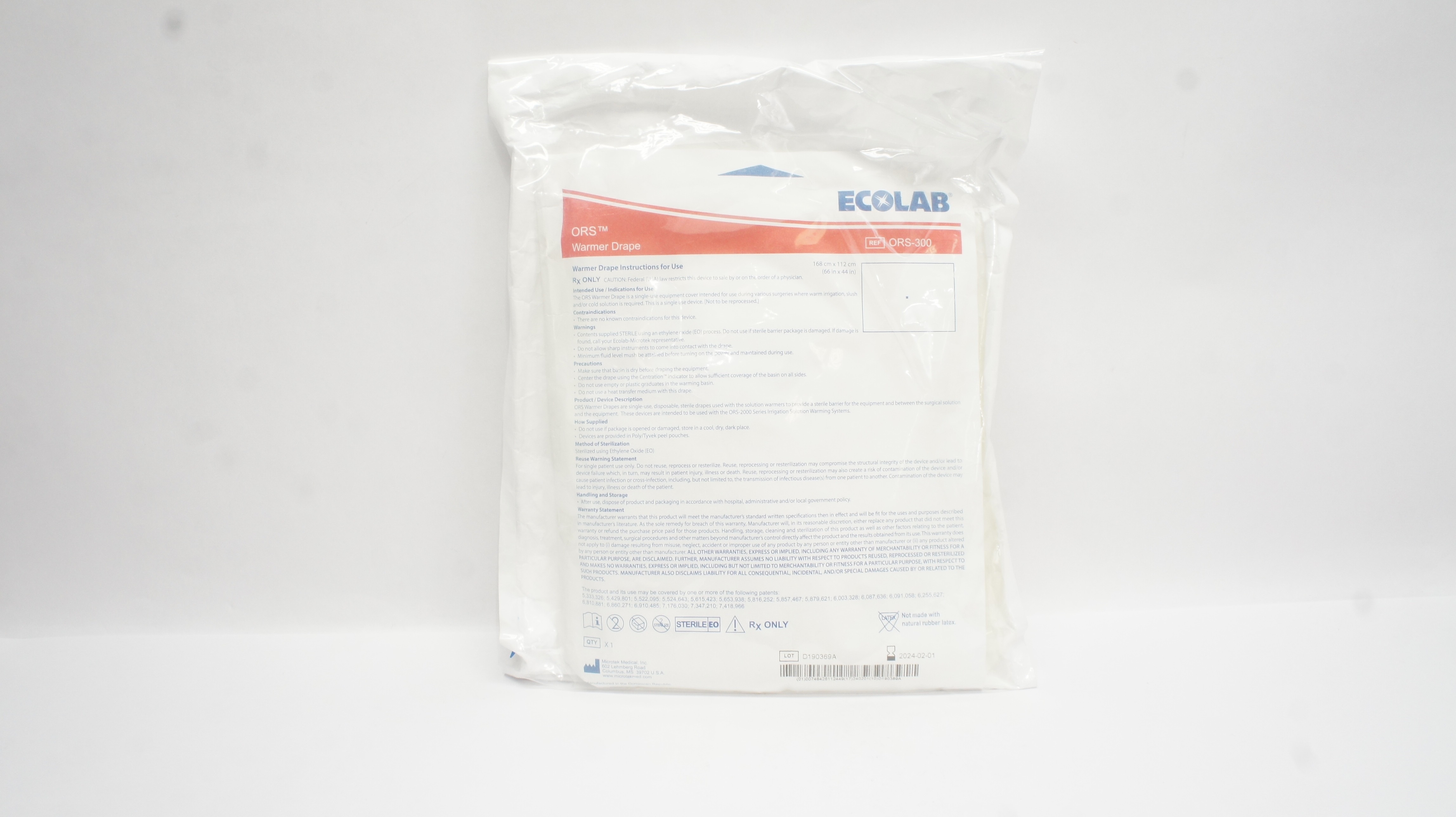 Microtek Medical ORS-300 Warmer Drape 66inch x 44inch