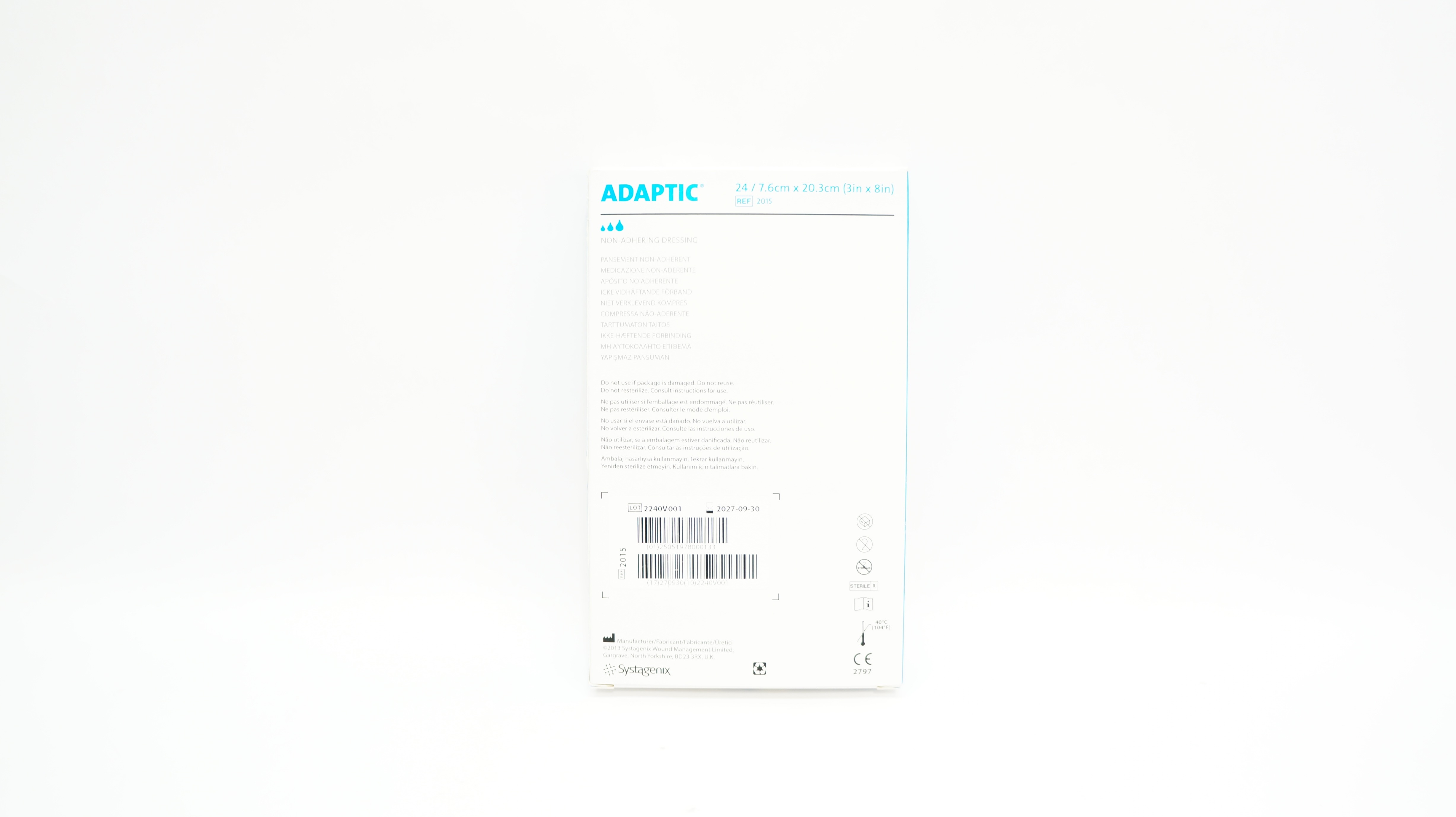 Systagenix 2015 Adaptic Non-Adhering Dressing 3inch x 8inch