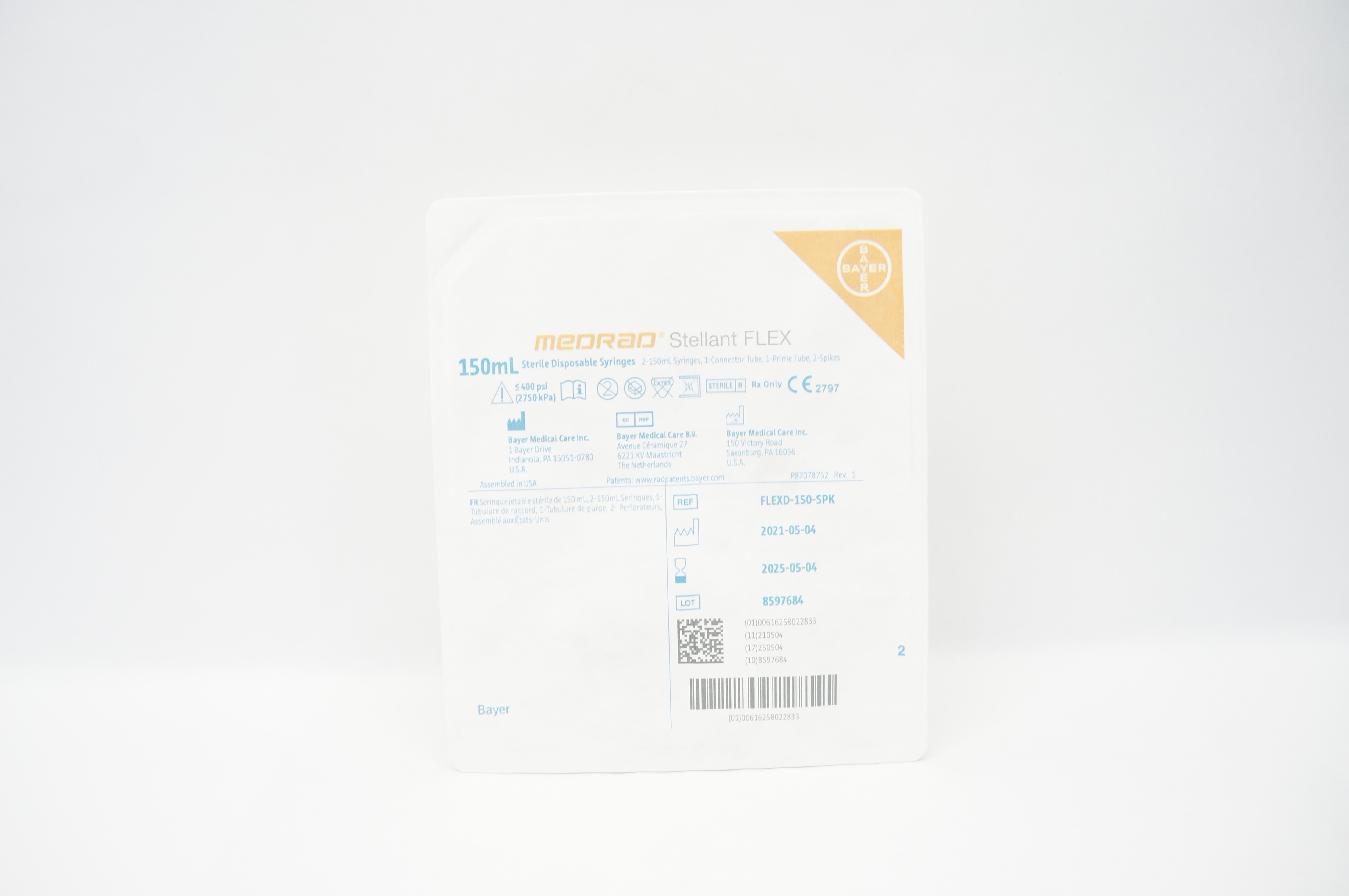 Bayer FLEXD-150-SPK Medrad Stellant Flex Sterile Disposable Syringes 150ml
