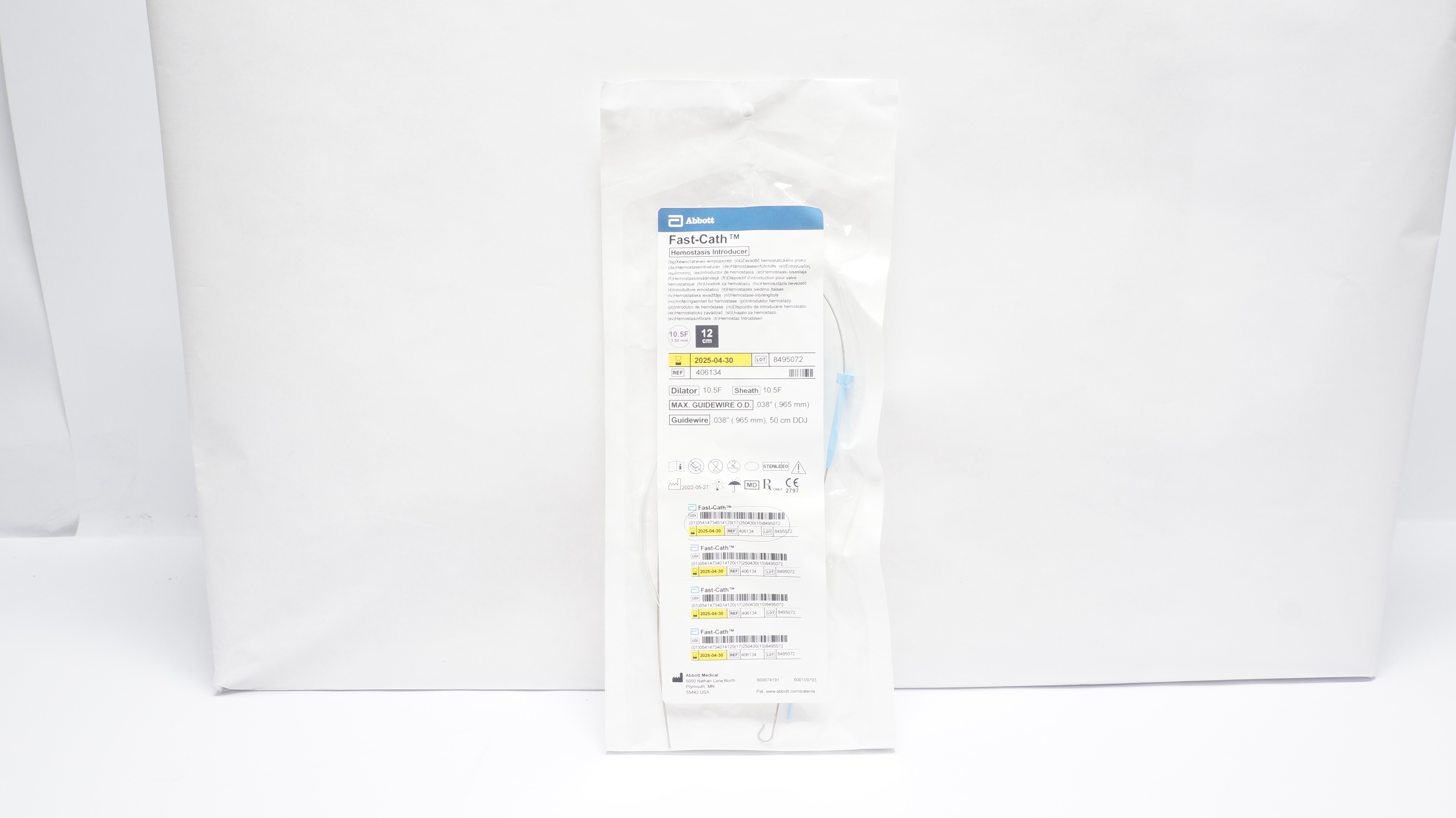 Abbott 406134 Fast-Cath Hemostasis Introducer 12cm, 10.5F x .038In x .038In (x)