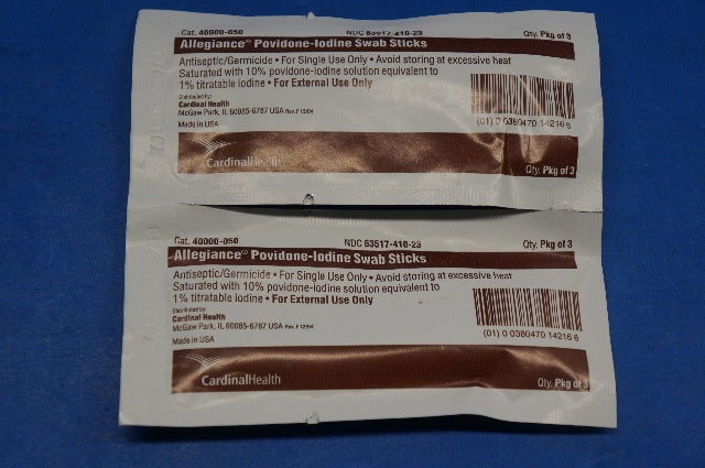 Cardinal Health 40000-050 Allegiance Povidone-lodine Swab Sticks ~ Lot of 2 (x)