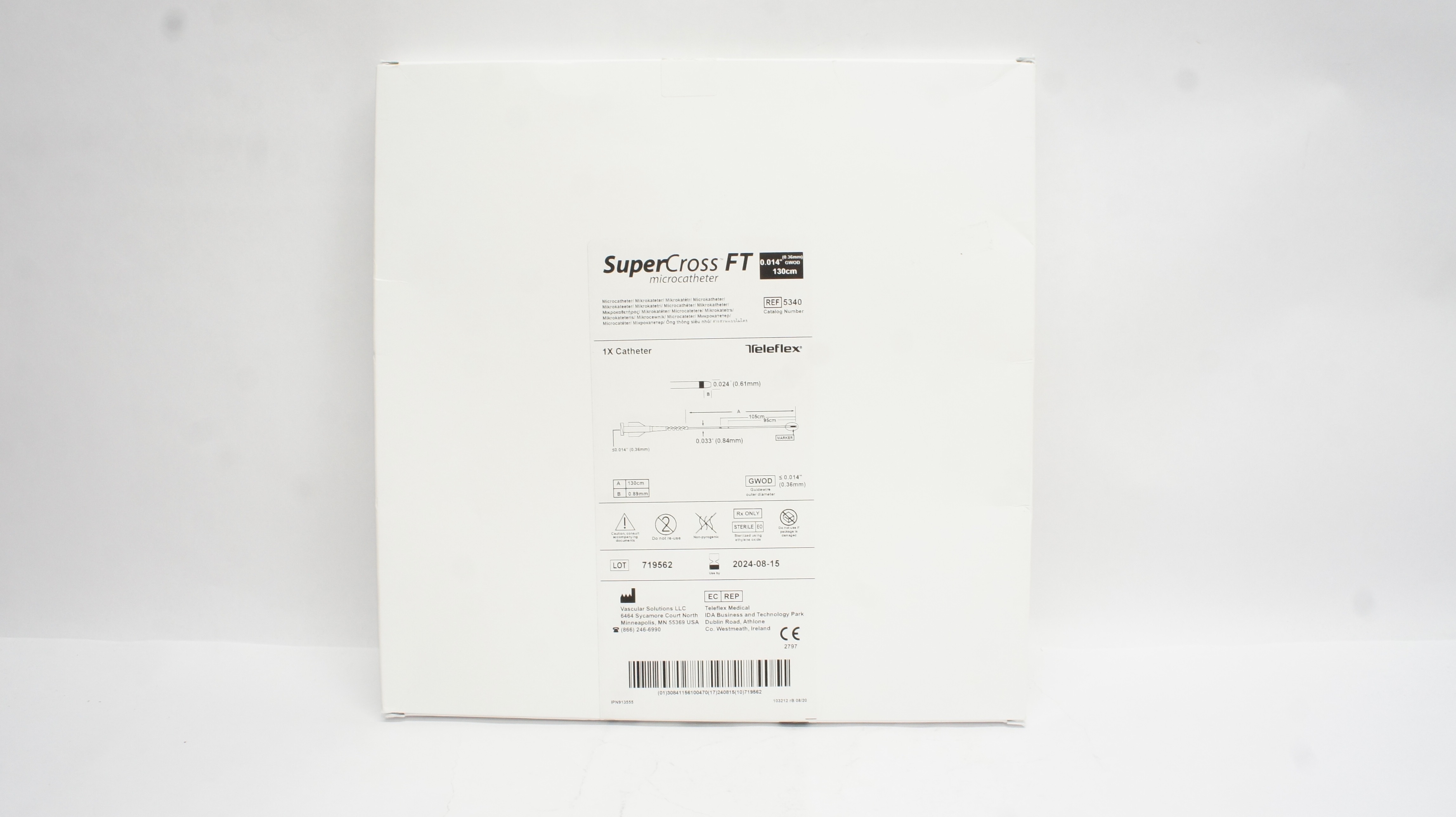 Vascular Solutions 5340 Super Cross FT Microcath. 0.014inch x 130cm