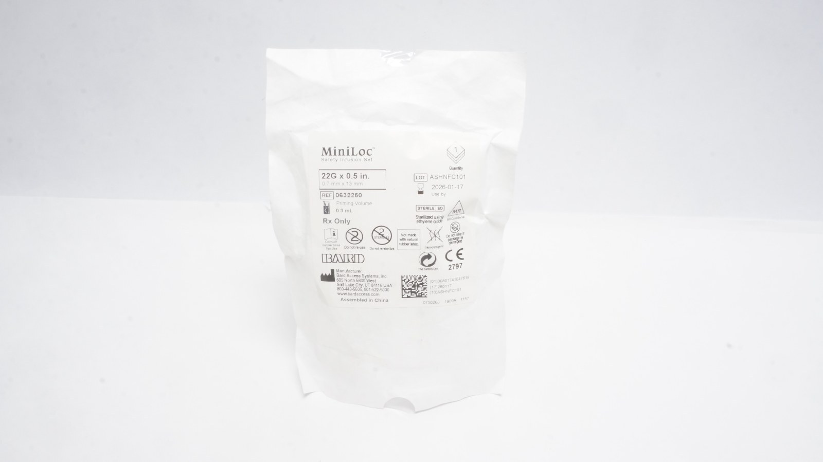 Bard 0632260 MiniLoc Safety Infusion Set 22G x 0.5 in.