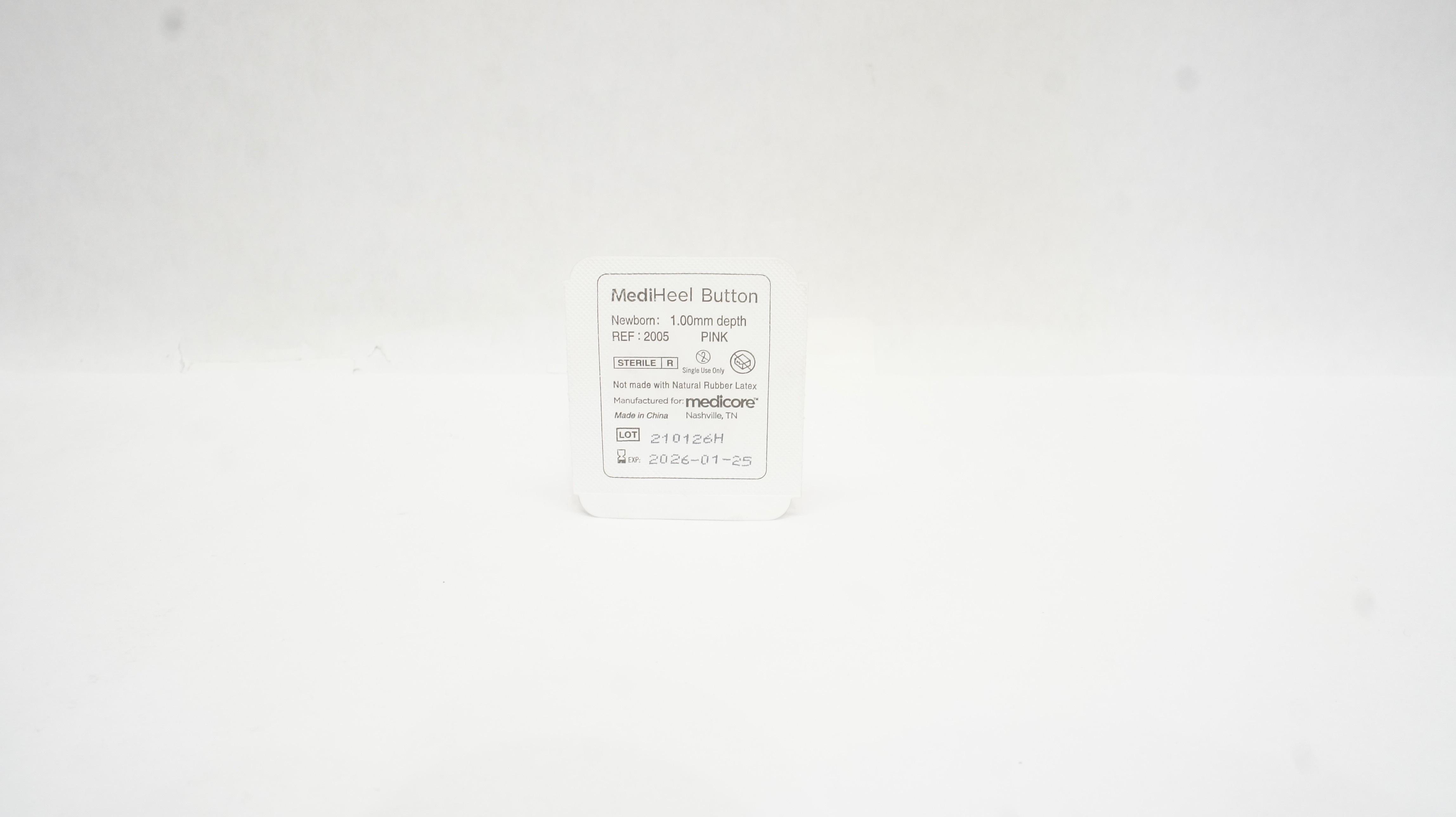 Medicore 2005 MediHeel Button, Newborn, Pink, 1.00mm depth