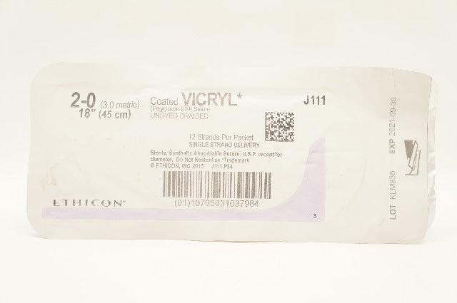 Ethicon J111 2-0 VICRYL, Undyed Braided, 18inch (x)