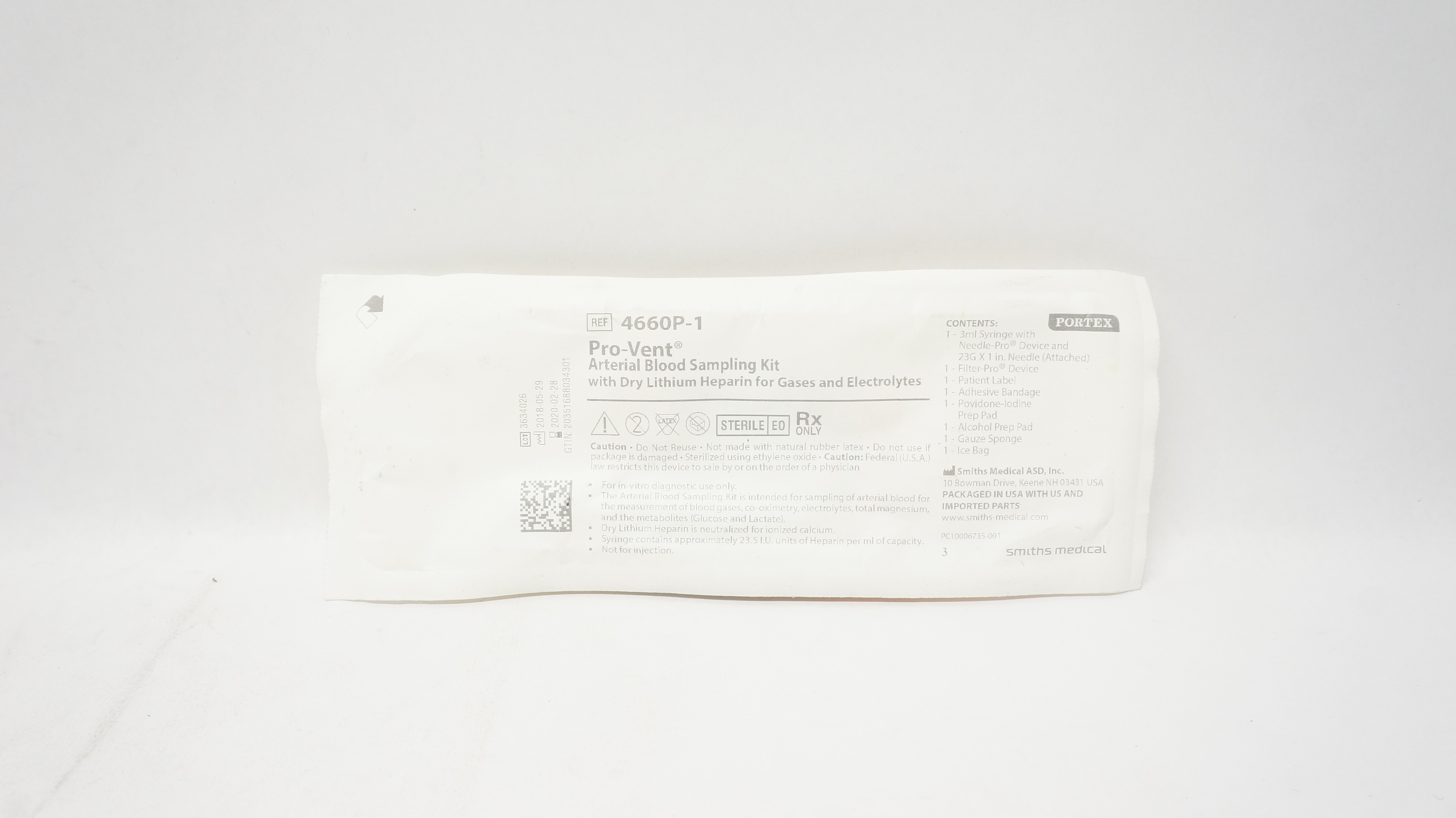 Smiths Medical 4660P-1 Portex Pro-Vent Arterial Blood Sampling Kit (x)