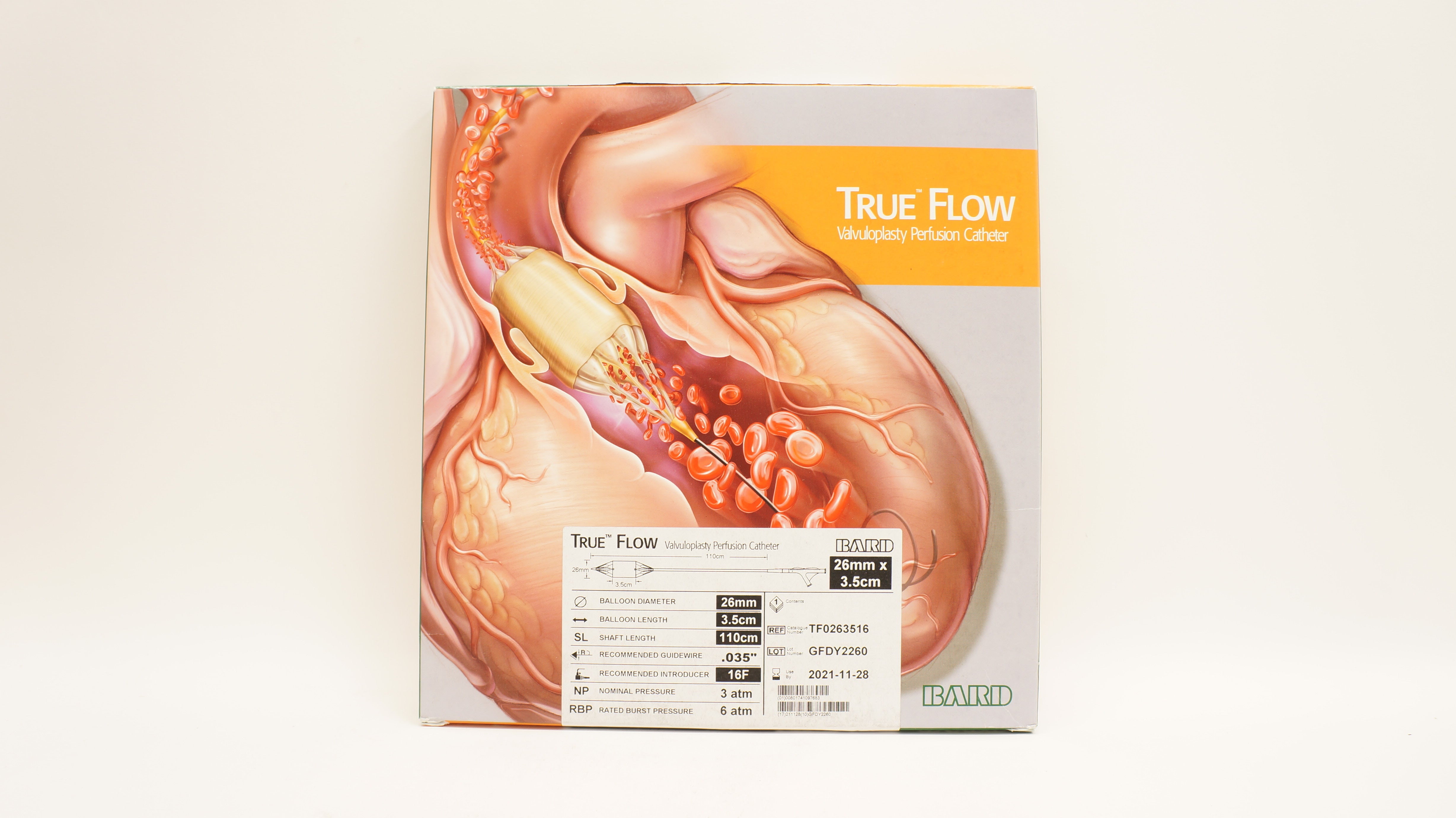 Bard TF0263516 True Flow Valvuloplasty Perfusion Catheter 16F 26mm x 3.5cm