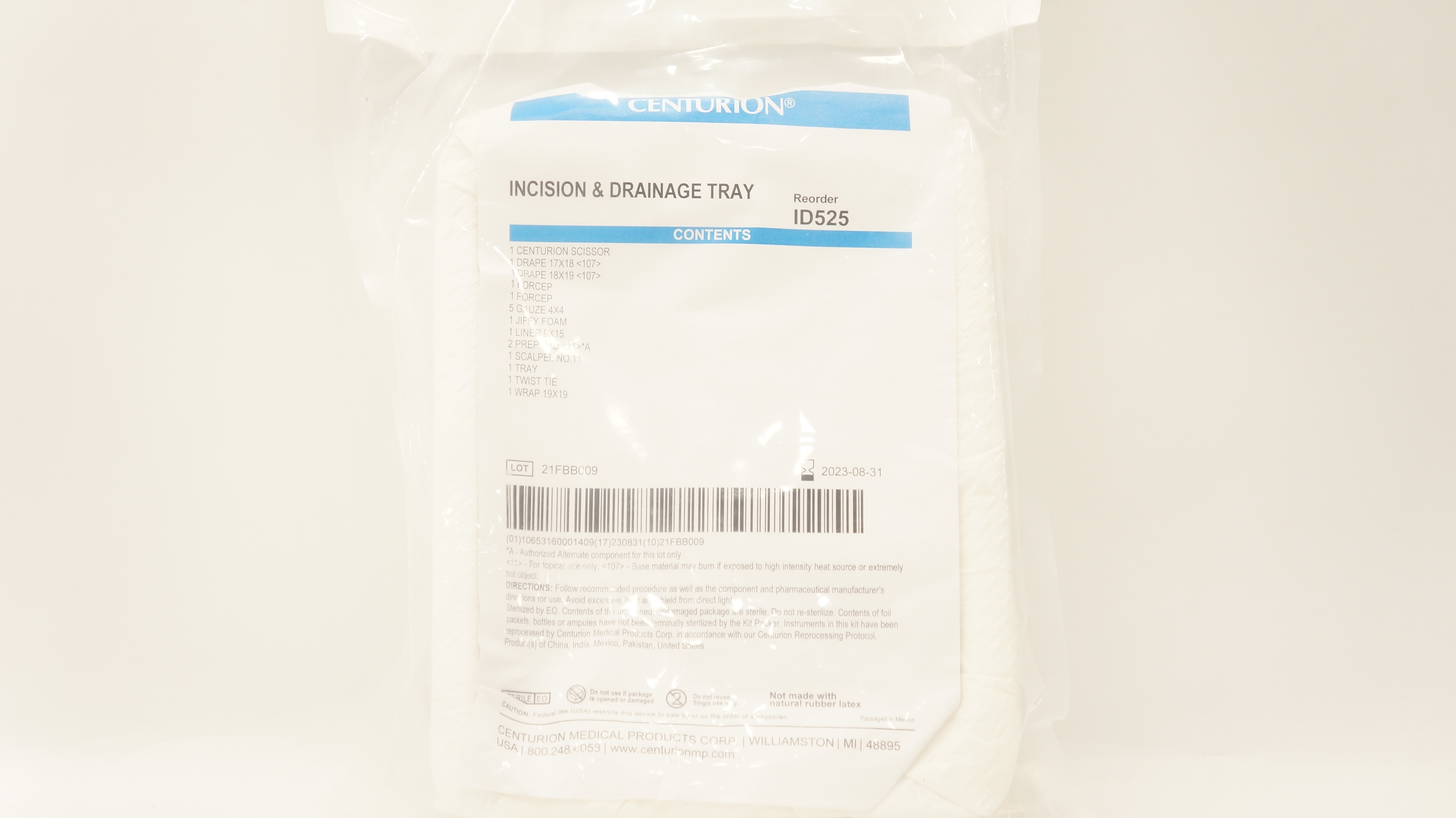 Centurion ID525 Incision & Drainage Tray