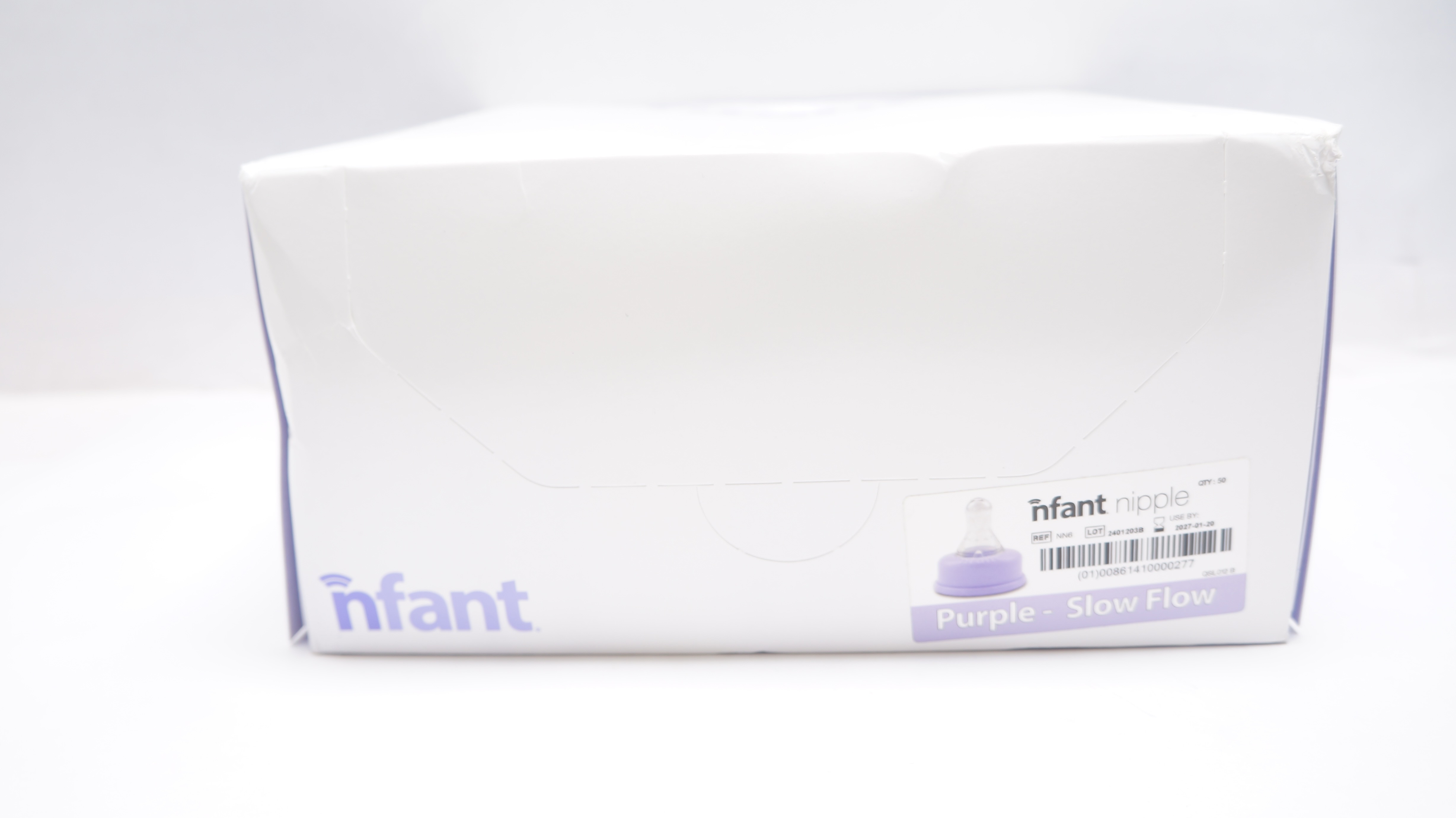 Nfant NN6 Infant Nipple & Ring, Purple-Slow Flow - Box of 50