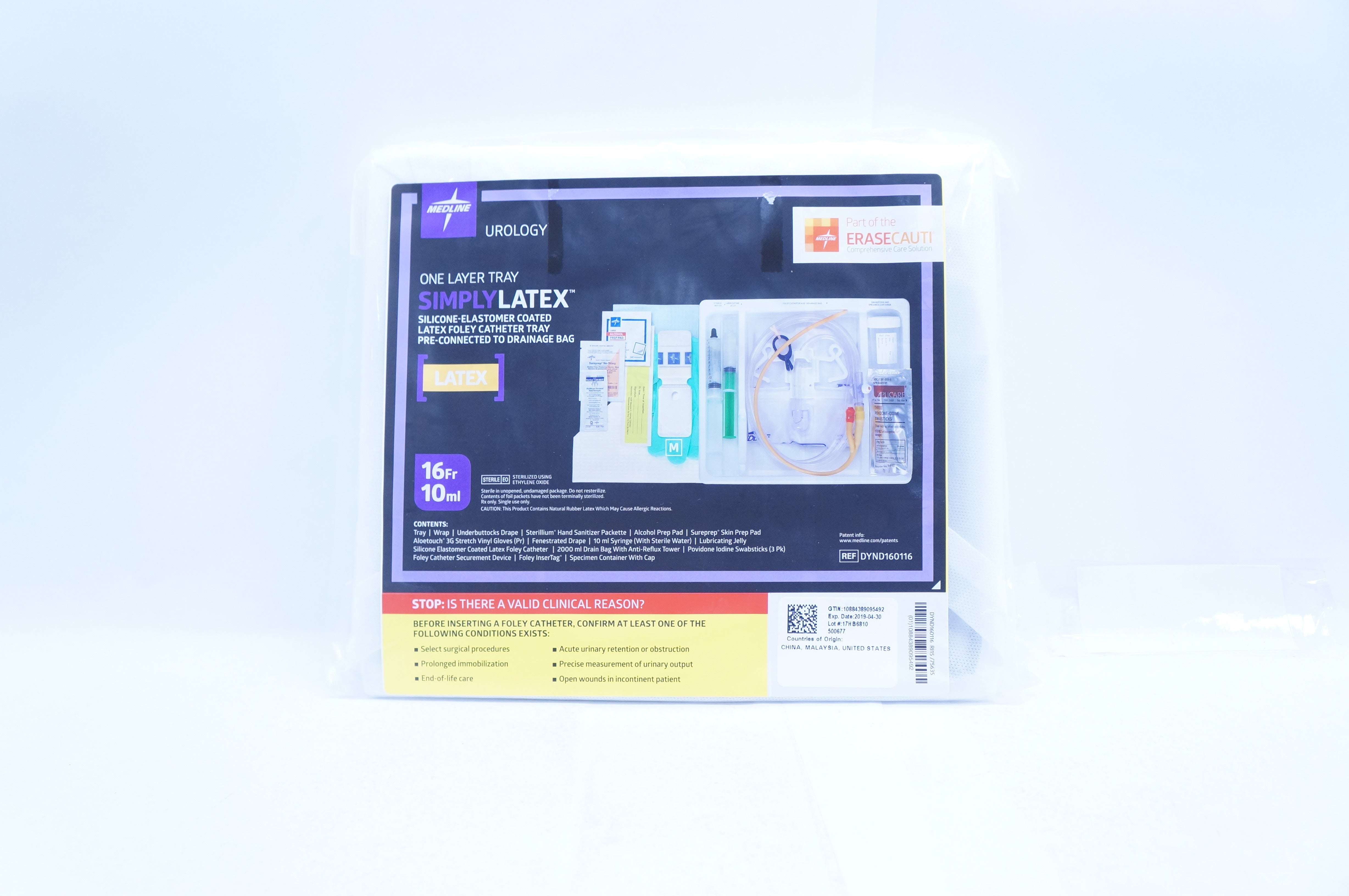 Medline DYND160116 Simply Latex Silicone-Elastomer Coated 16Fr., 10ml (x)