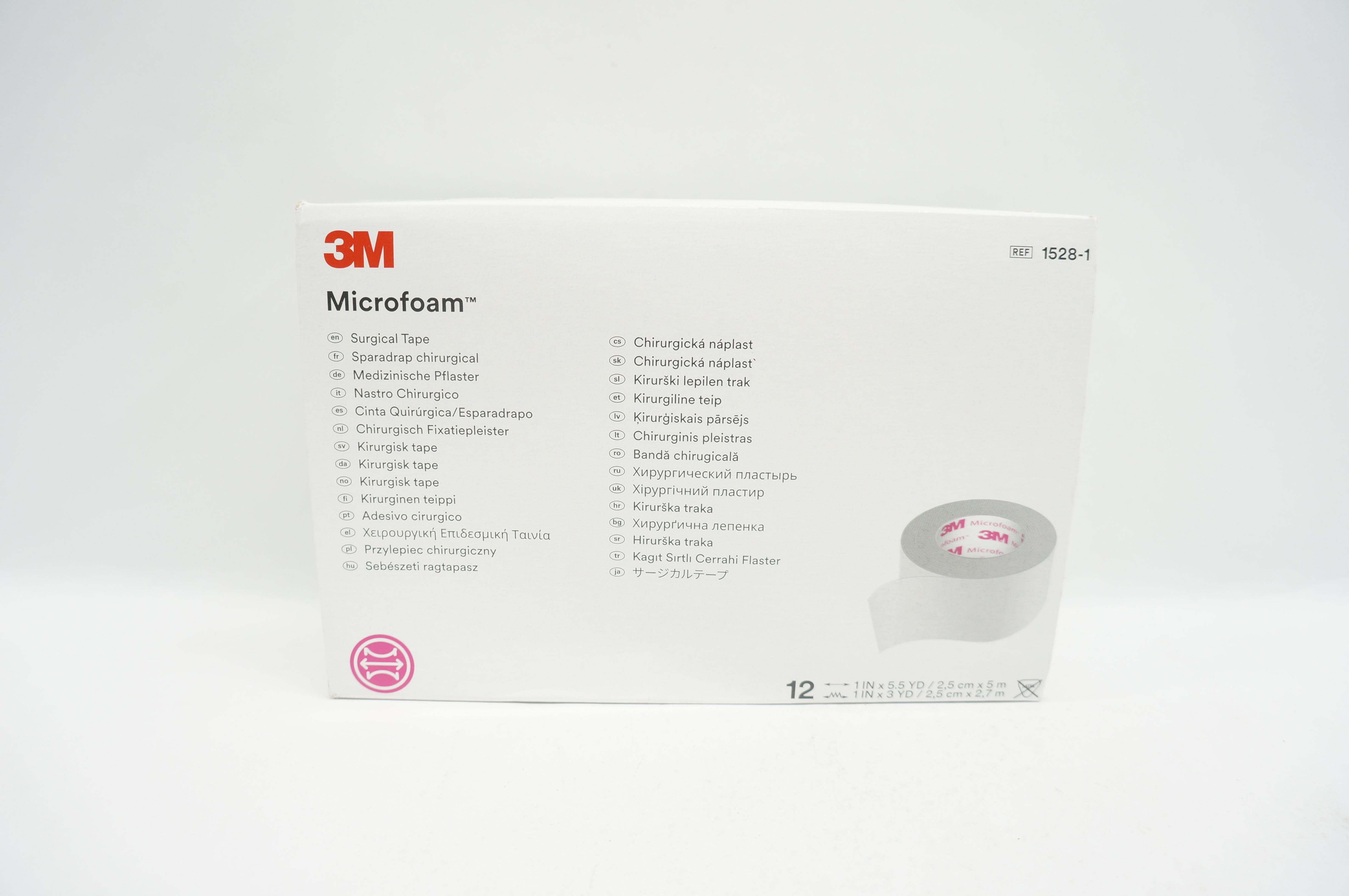 3M 1528-1 Microfoam Surgical Tape 1inch x 5-1/2 yd - Box of 12
