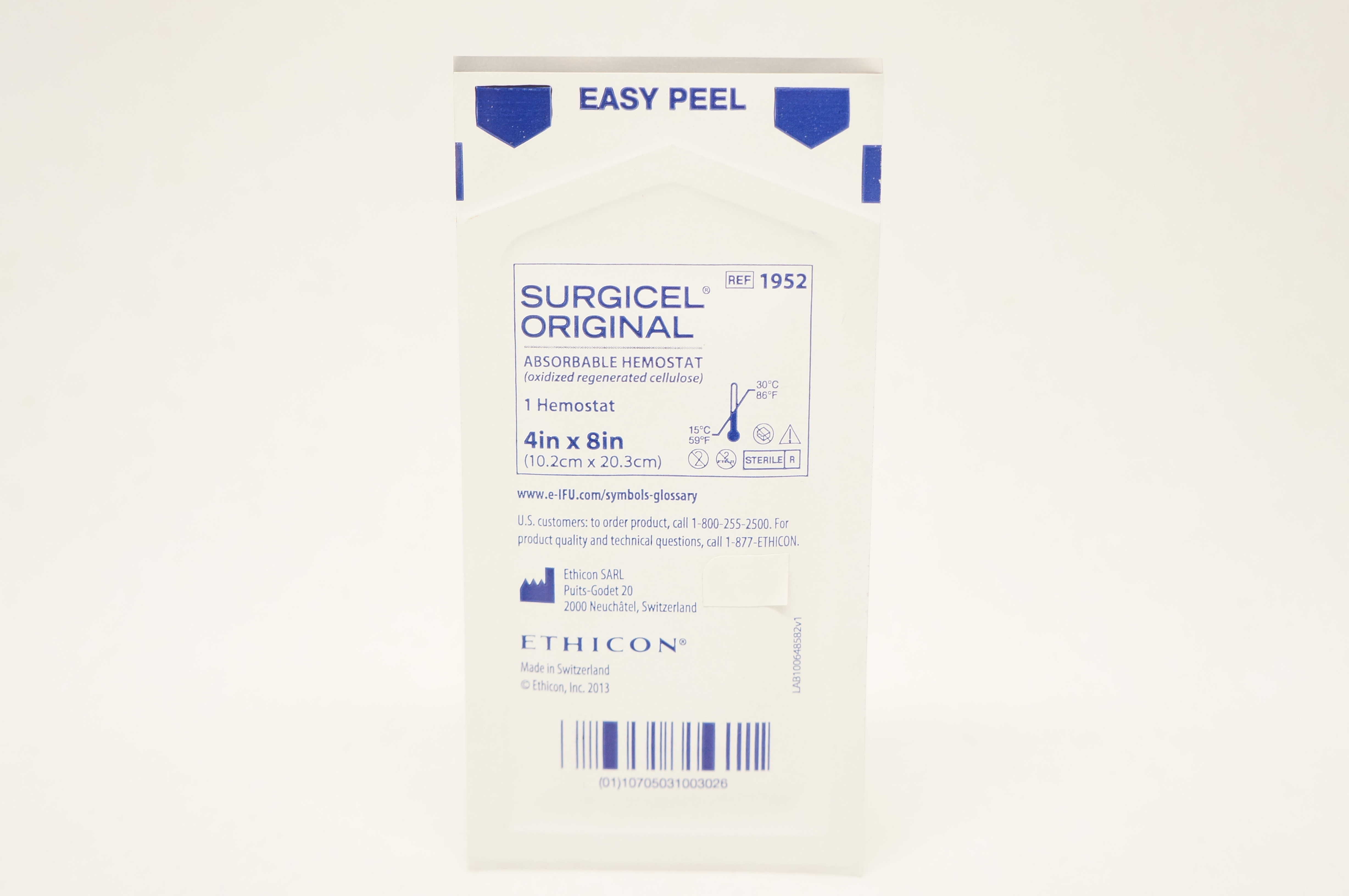 Ethicon 1952 Surgicel Original Absorbable Hemostat 4inch x 8inch