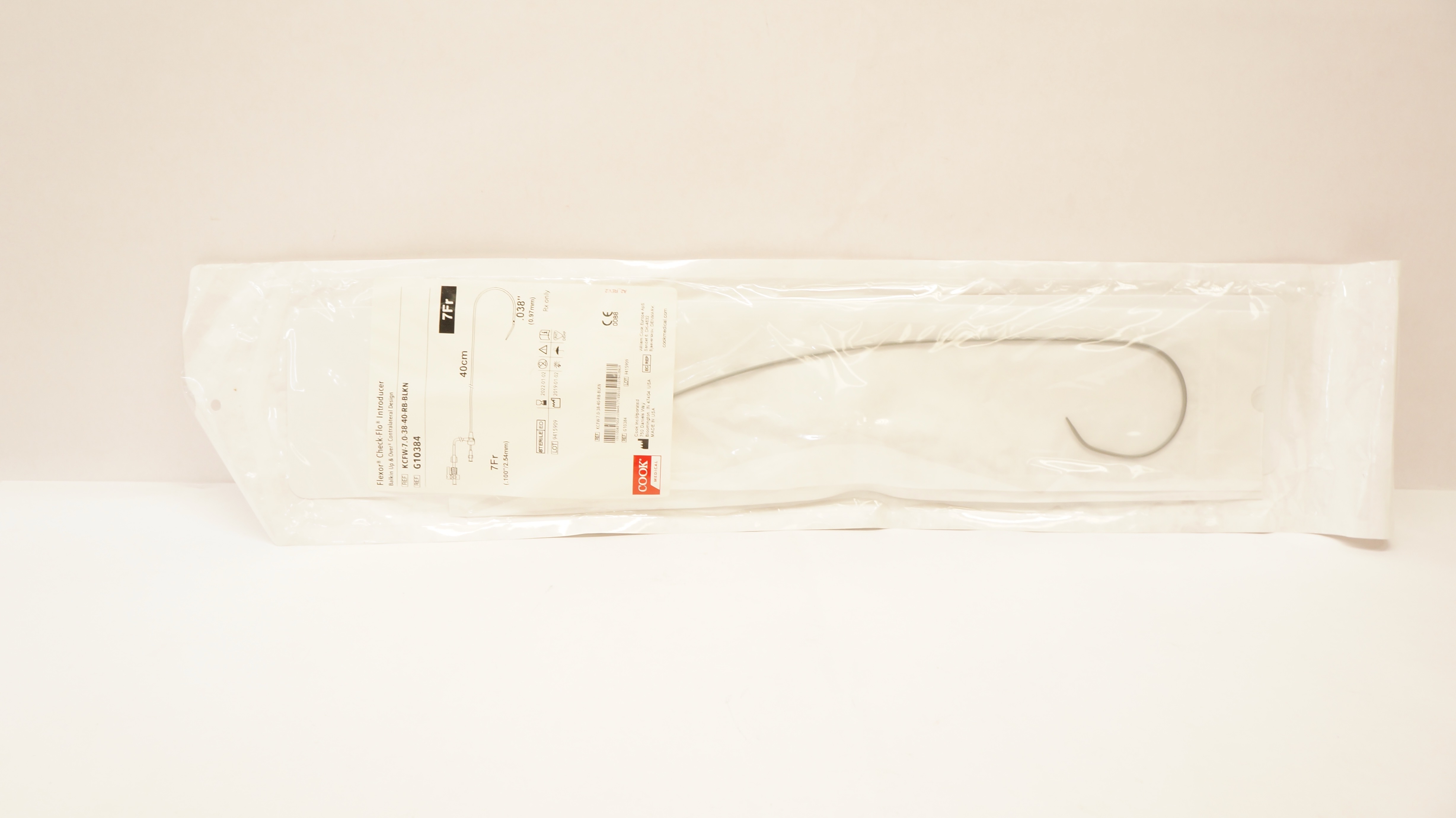 Cook Medical G10384 Flexor Check-Flo Introducer 7Fr x 40cm x .038inch (x)
