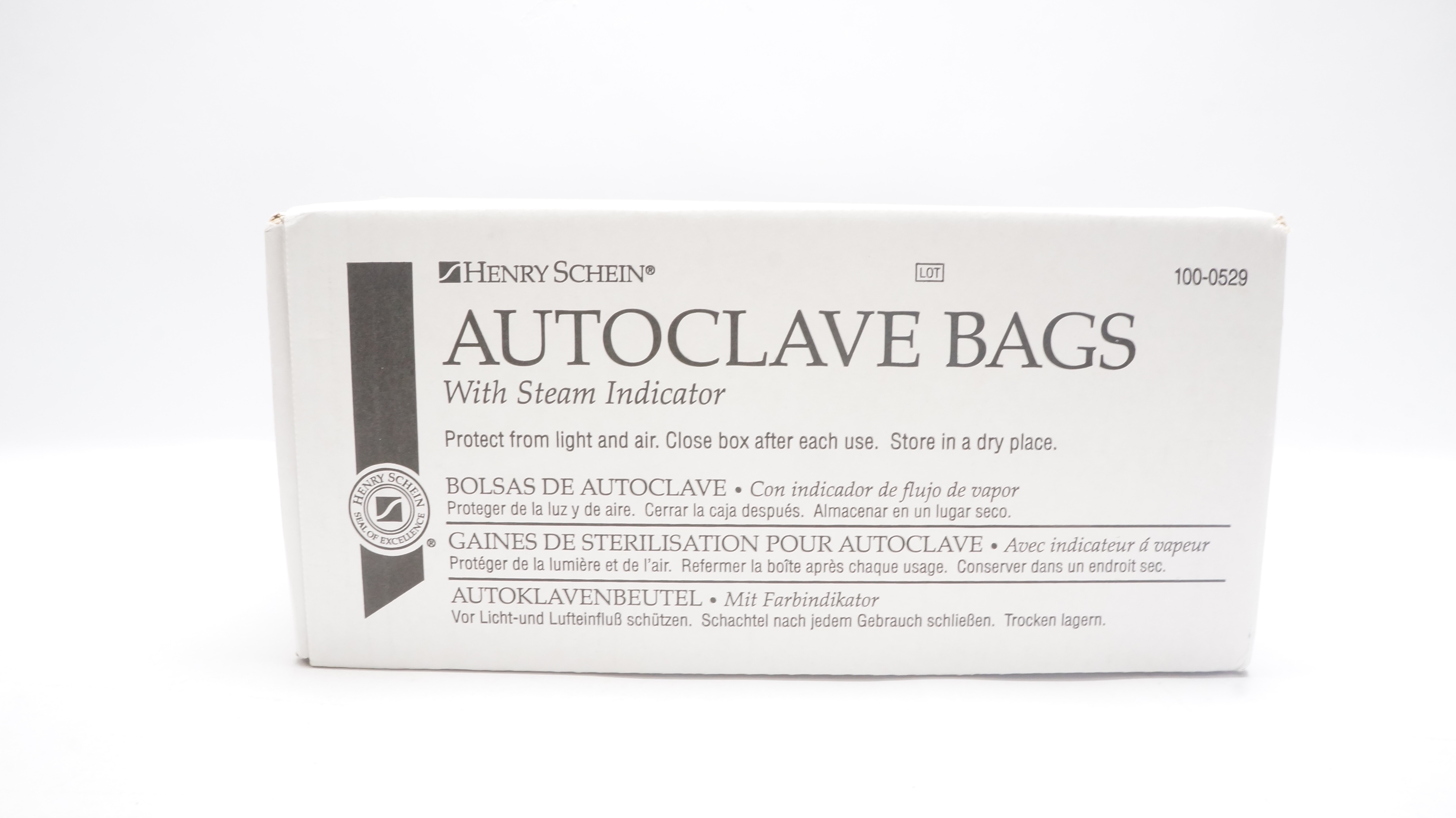 Henry Schein 100-0529 Autoclave Bag W/Indicator 2-1/2x1-1/2x8inch - Box of 1000