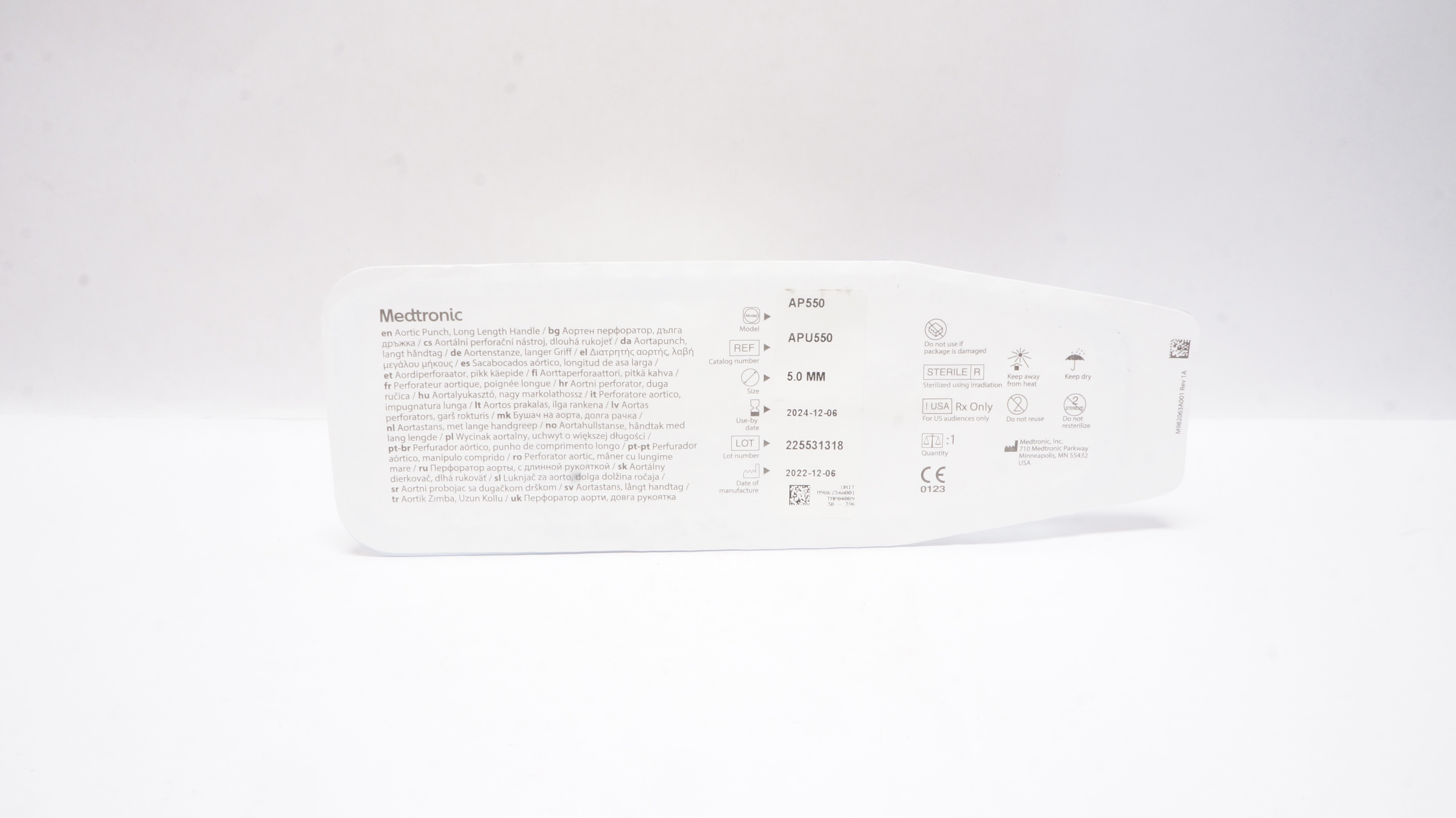 Medtronic APU550 Aortic Punch Long Length Handle 5.0mm