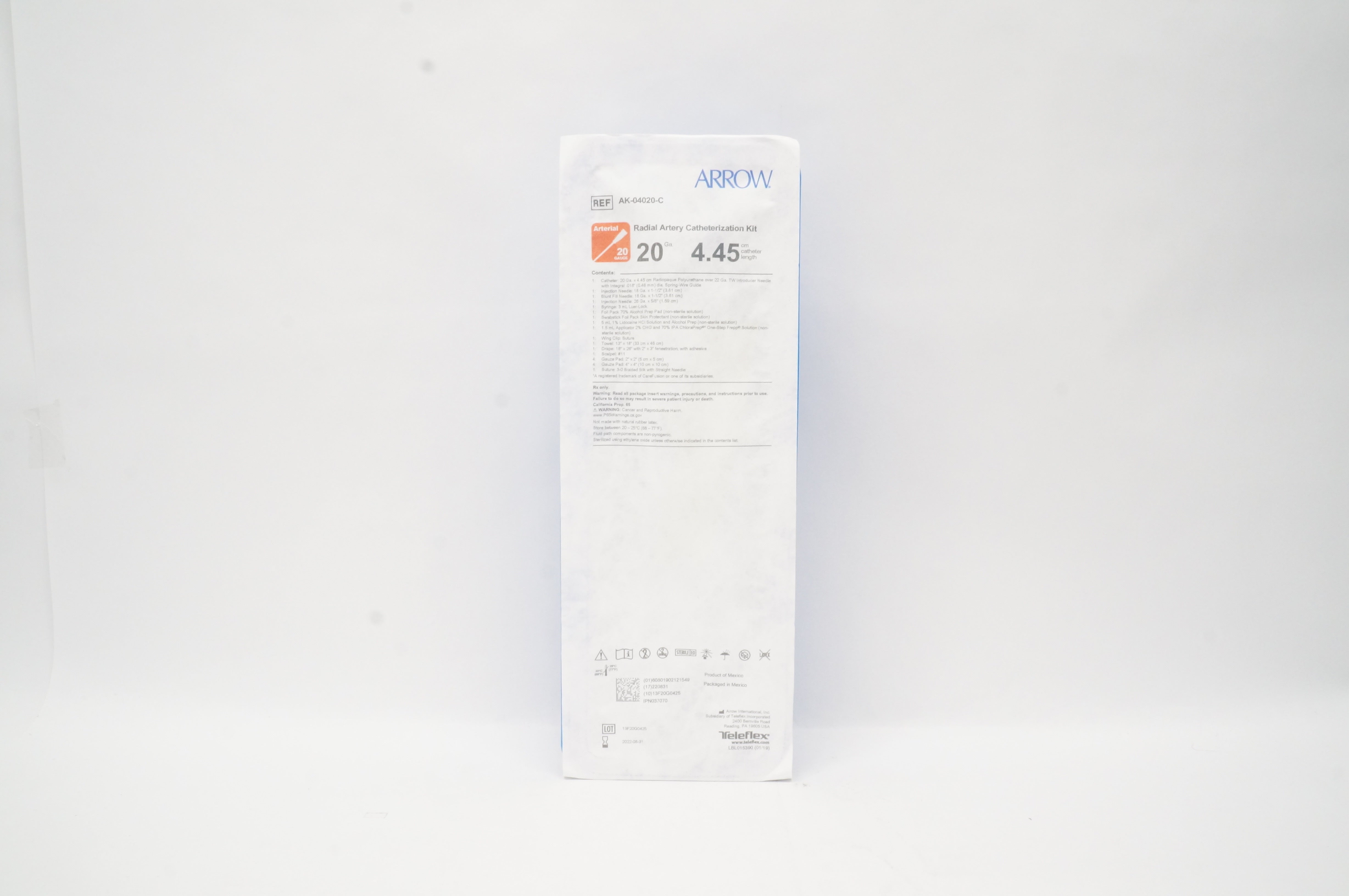 Arrow AK-04020-C Radial Artery Catheterization Kit 20Ga x 4.45cm (x)
