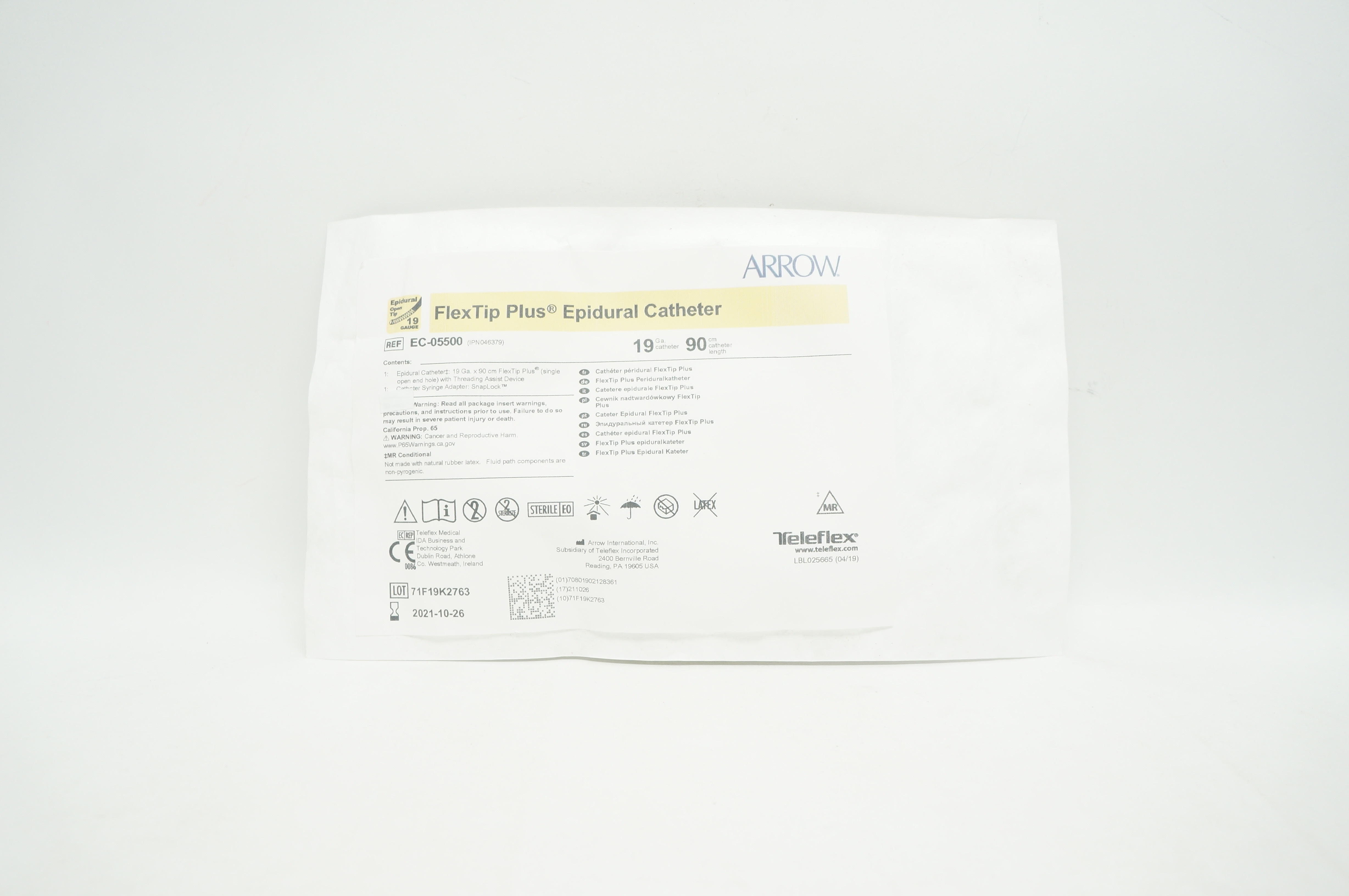 Arrow EC-05500 FlexTip Plus Epidural Cath. 19Ga x 90cm