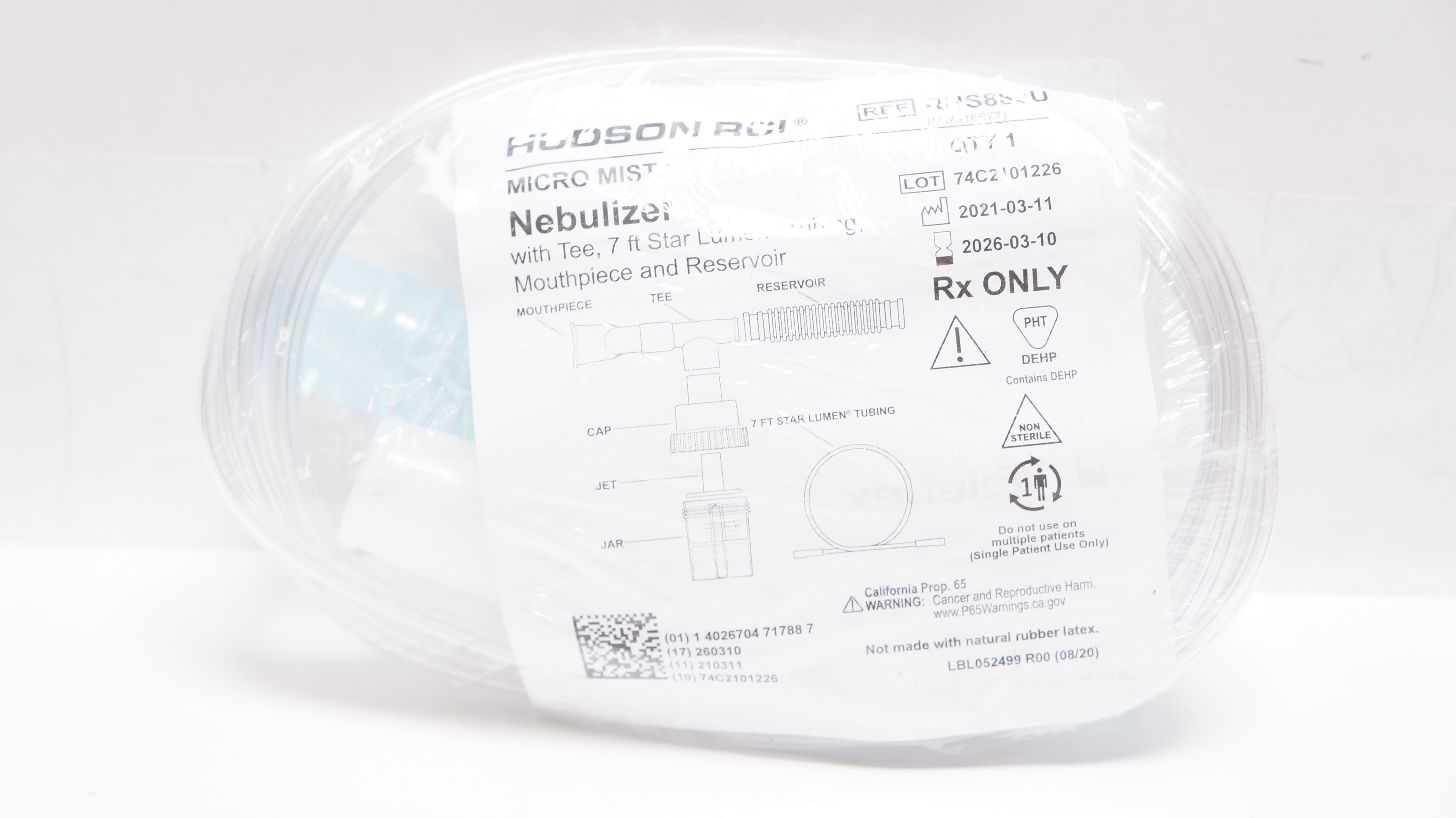 Teleflex RHS883U Hudson RCI Micro Mist Nebulizer with Tee 7ft. Tubing