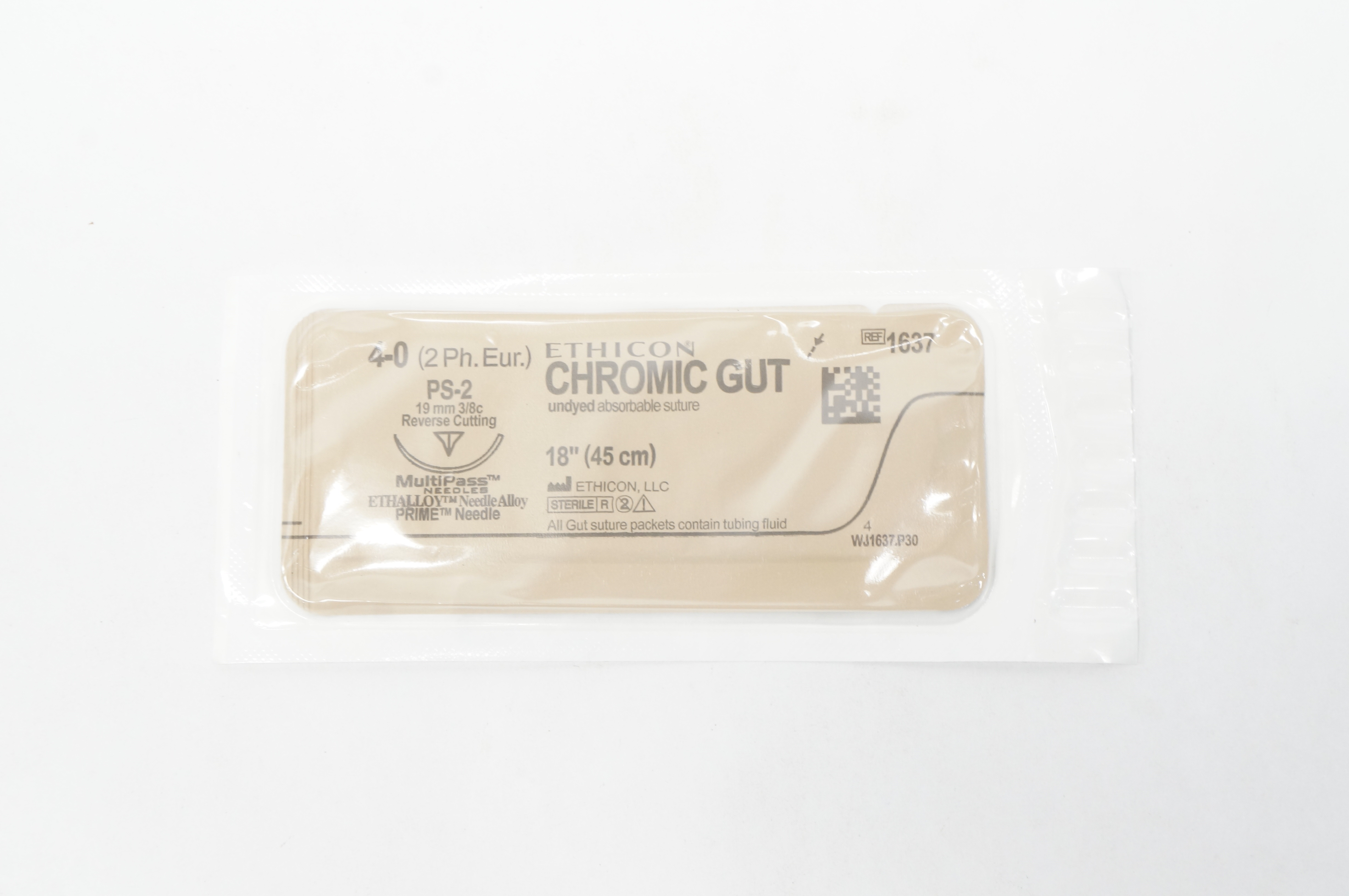 Ethicon 1637 4-0 CHROMIC GUT PS-2 19mm 3/8c Reverse Cutting 18inch (x)