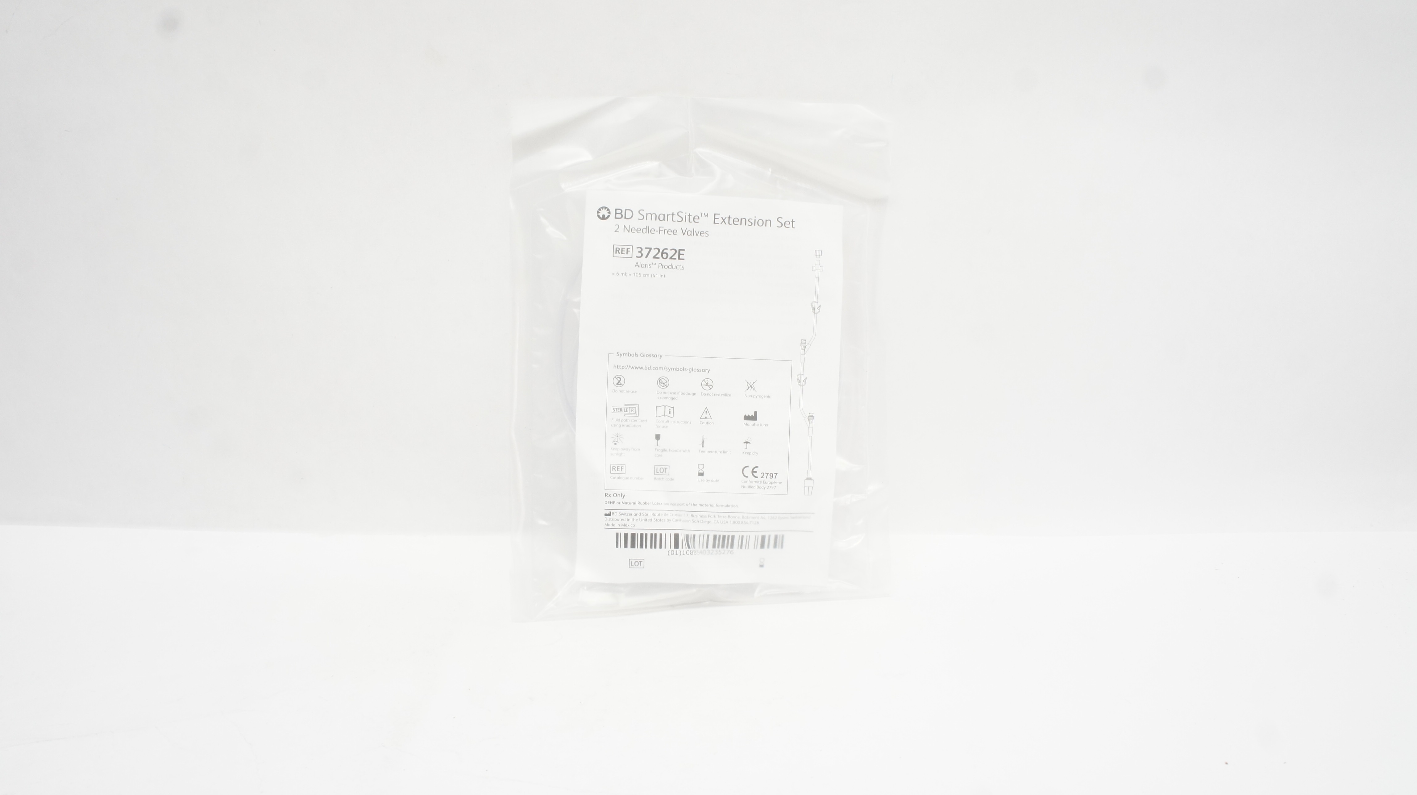 BD 37262E Alaris SmartSite Extension Set 2-Ndle Free Valves 6mL x 41inch