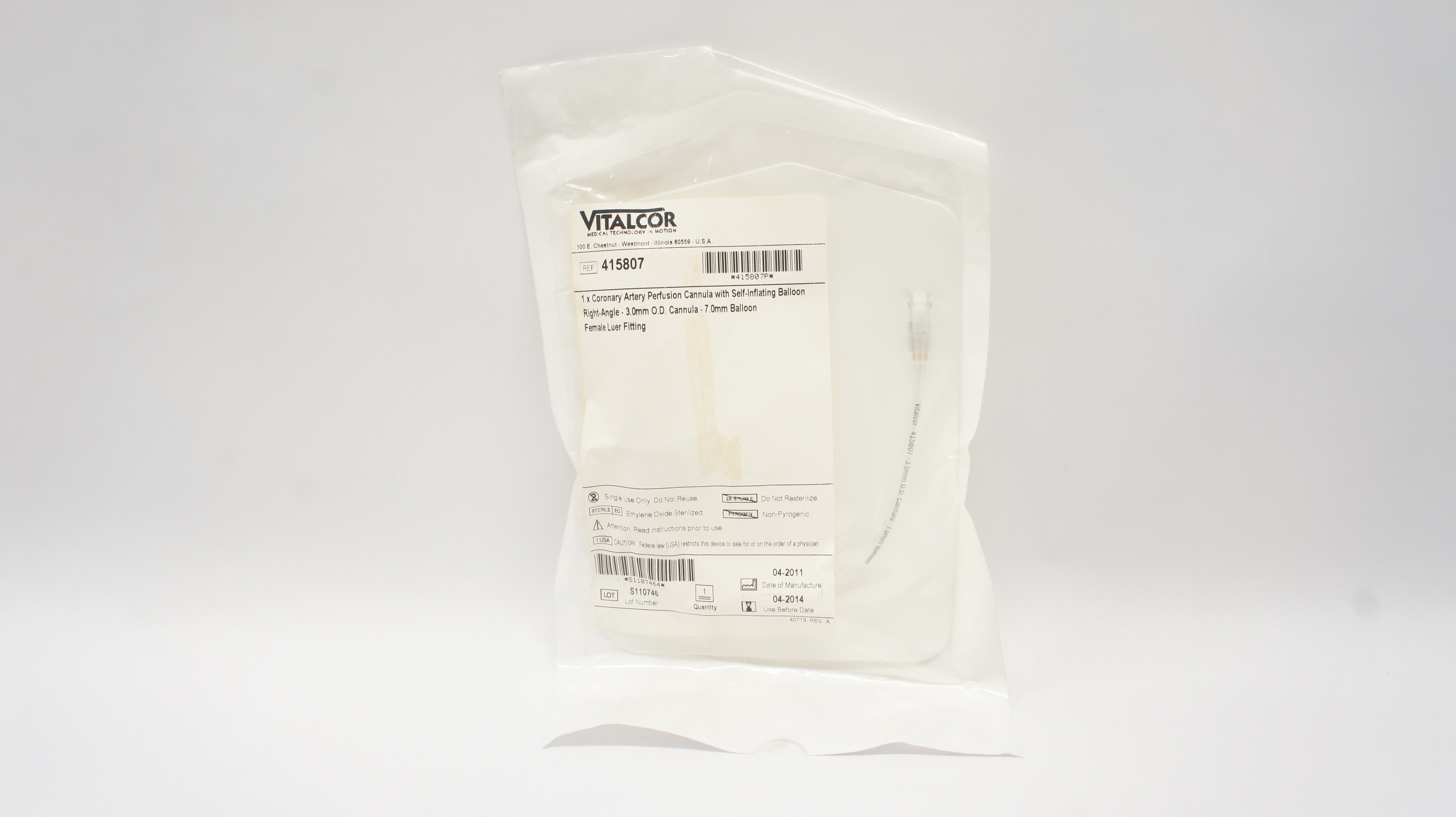 Vitalcor 415807 Coronary Artery Perfusion Cannula W/Self-Inflating Balloon (x)