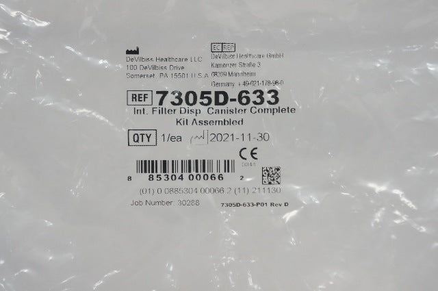DeVilbiss Healthcare 7305D-633 Internal Filter Disp. Canister Complete Kit