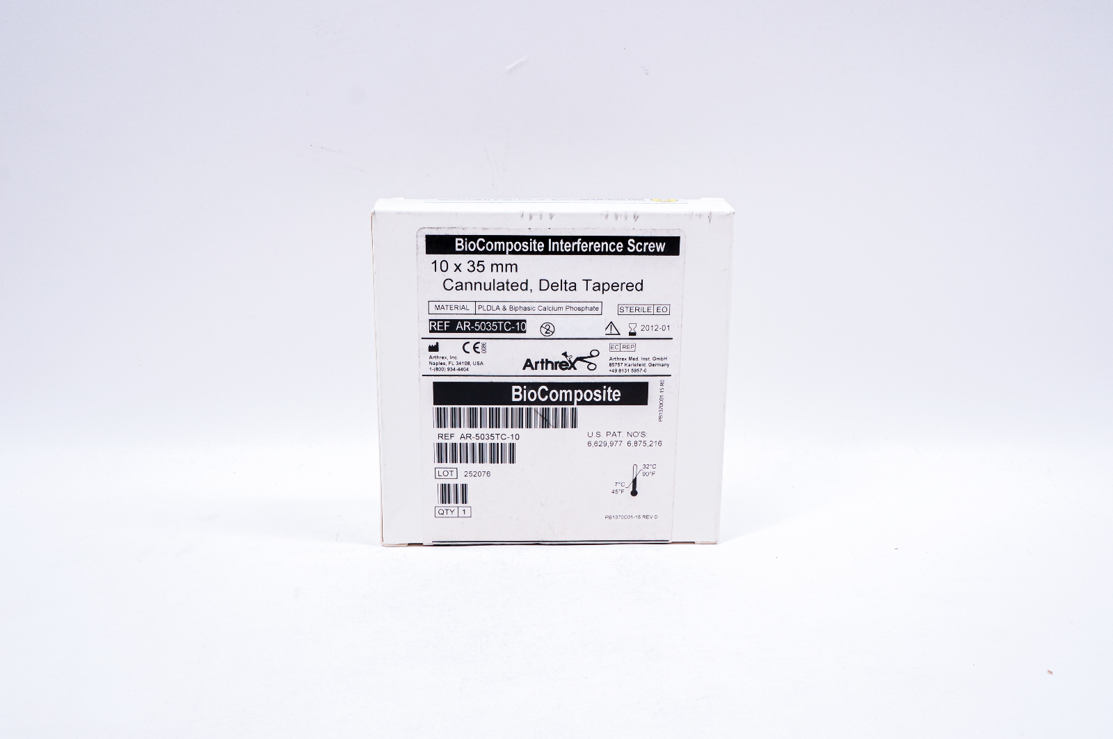 Arthrex AR-5035TC-10 BioComposite Interference Screw, Cannulated 10 x 35mm (x)