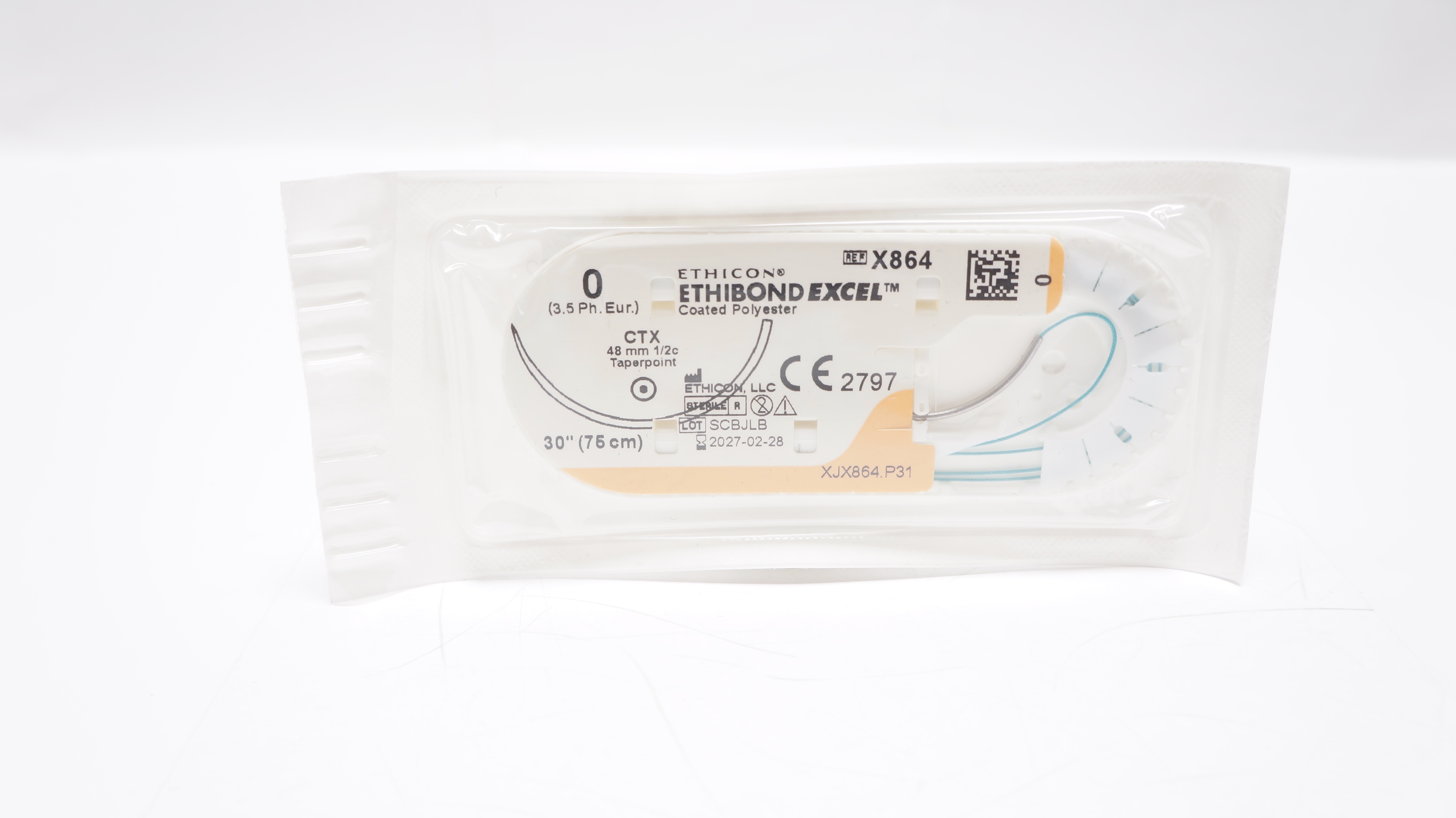 Ethicon X864 0 ETHIBOND EXCEL, CTX, 48mm 1/2c Taperpoint, 30 inch