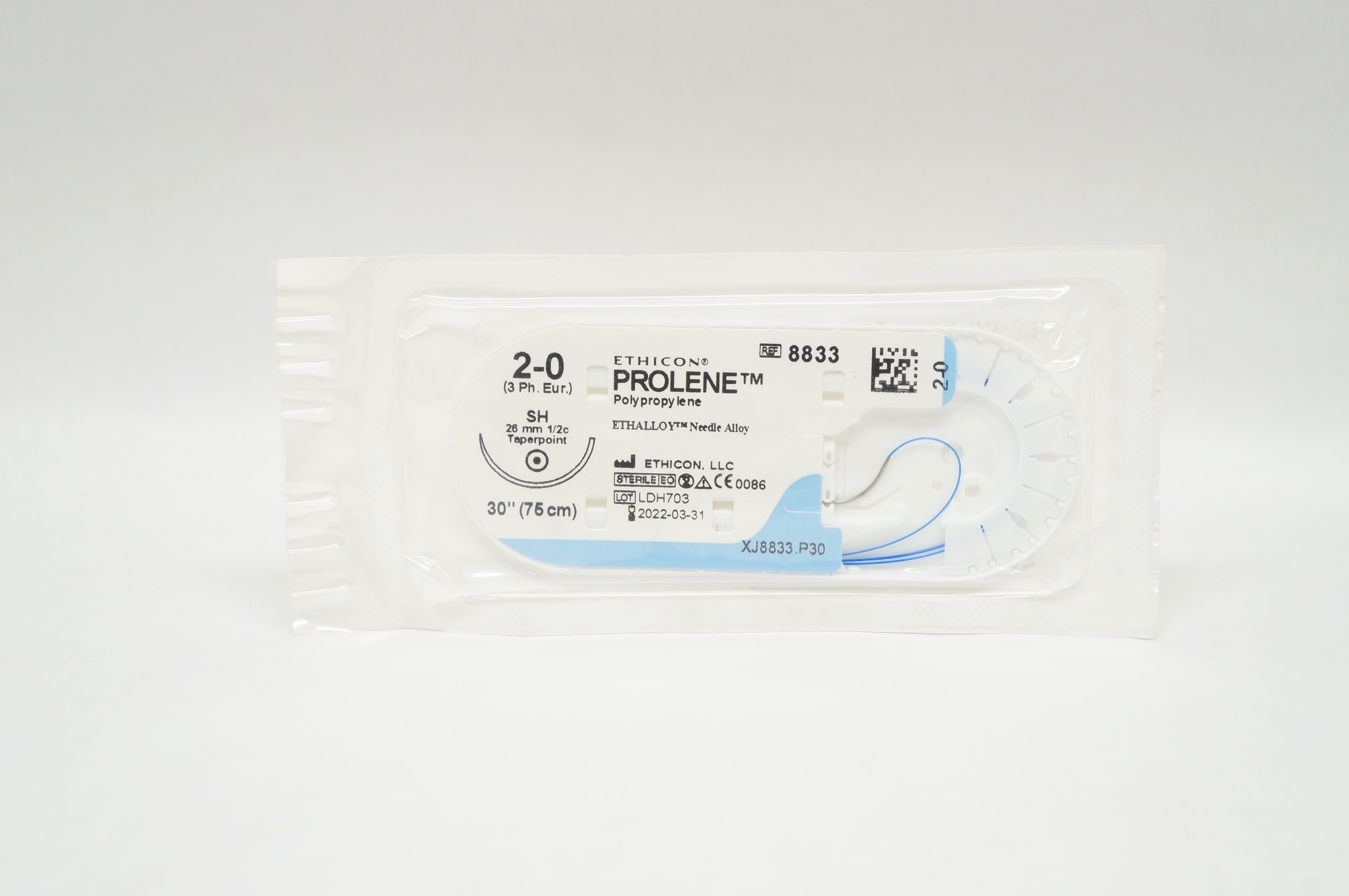 Ethicon 8833 2-0 PROLENE Blue Monofilament SH 26mm 1/2c Taper 30inch (x)