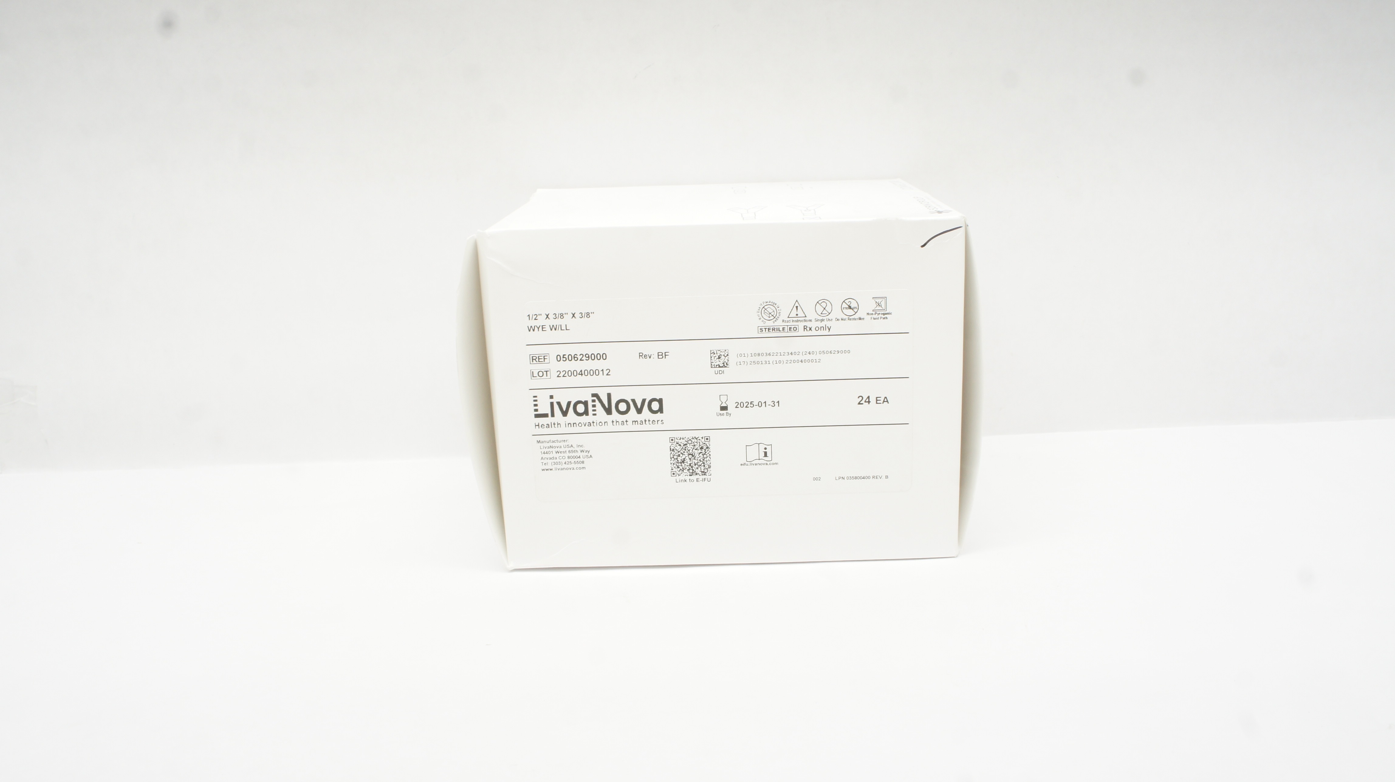 LivaNova 050629000 WYE W/LL 1/2In x 3/8In x 3/8In - Box of 24