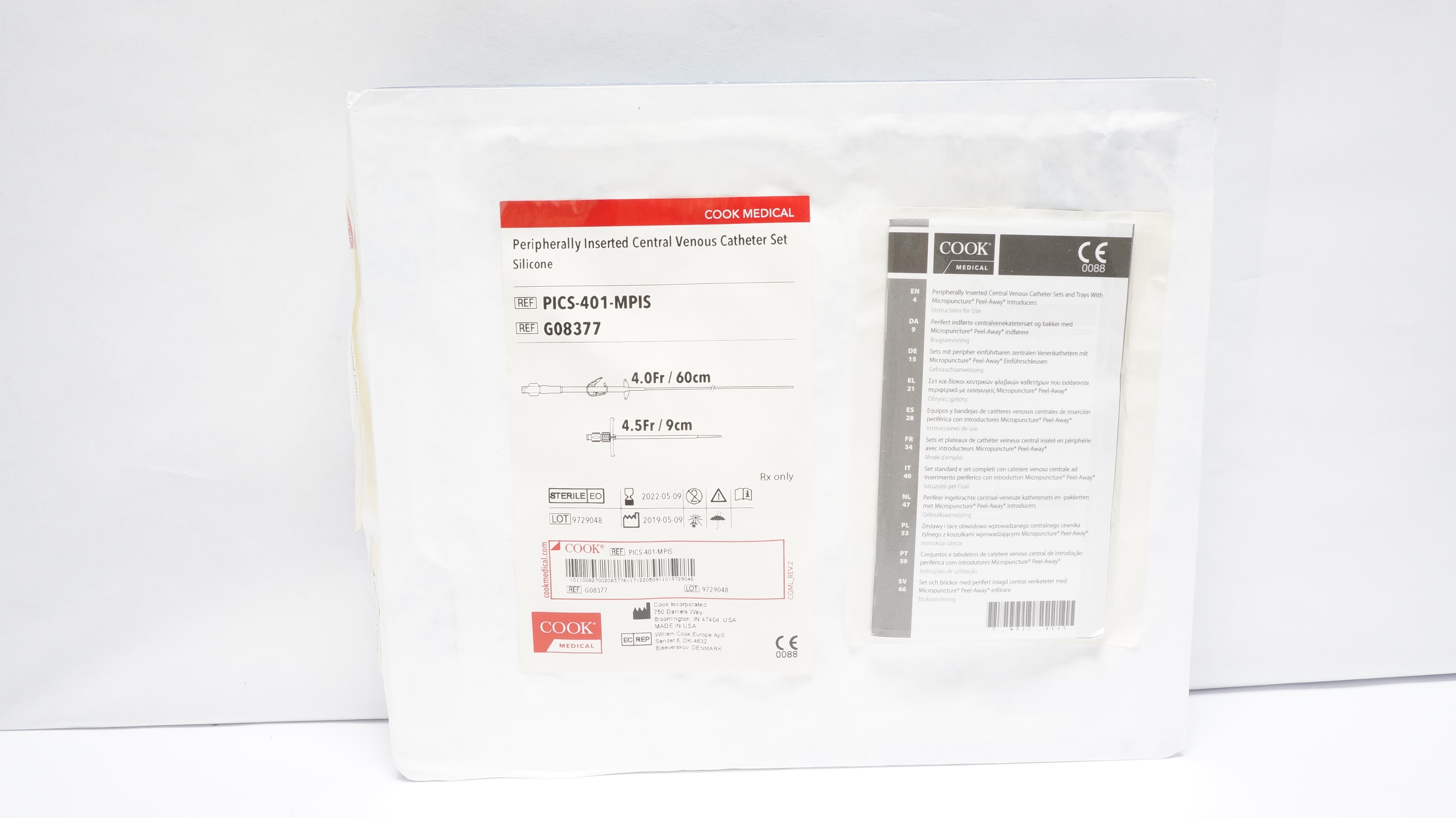 Cook Medical G08377 Peripherally Inserted Central Venous Cath. Set, 4Fr x60cm(x)