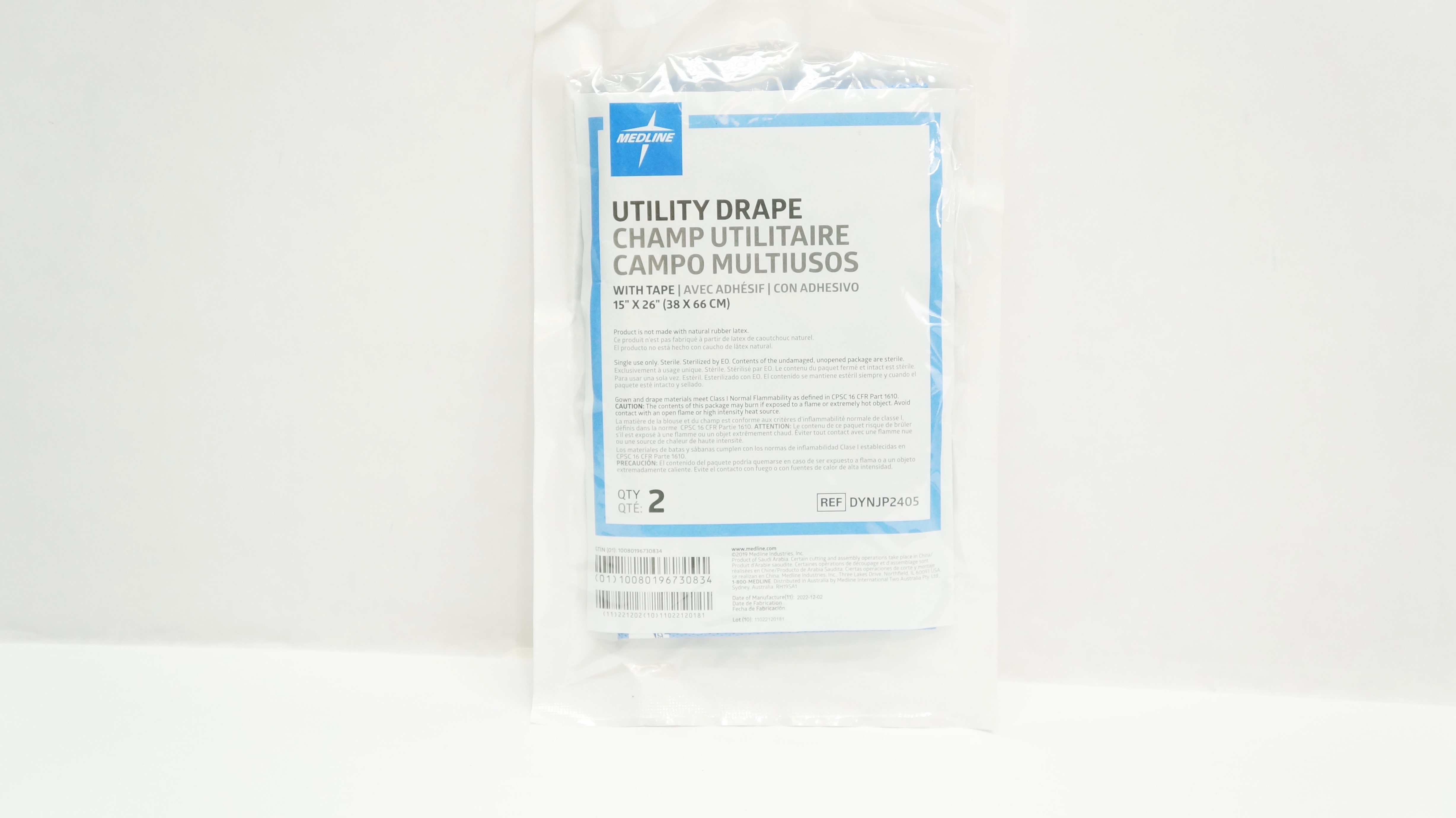 Medline DYNJP2405 Utility Drape With Tape, 15 inch x 26 inch - Pack of 2