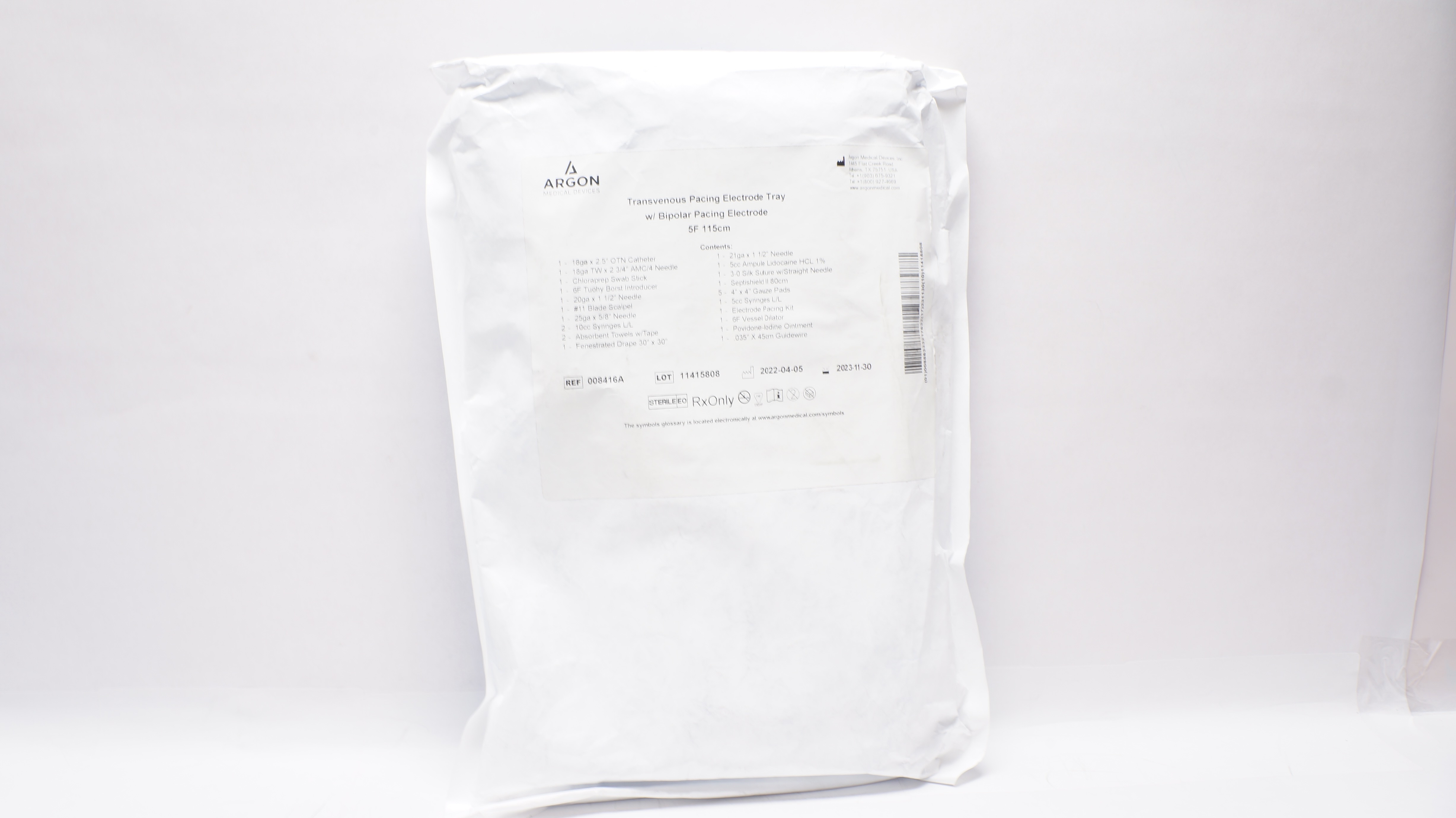 Argon 008416A Transvenous Pacing Electrode Tray w/Pacing Electrode 5F x 115cm(x)