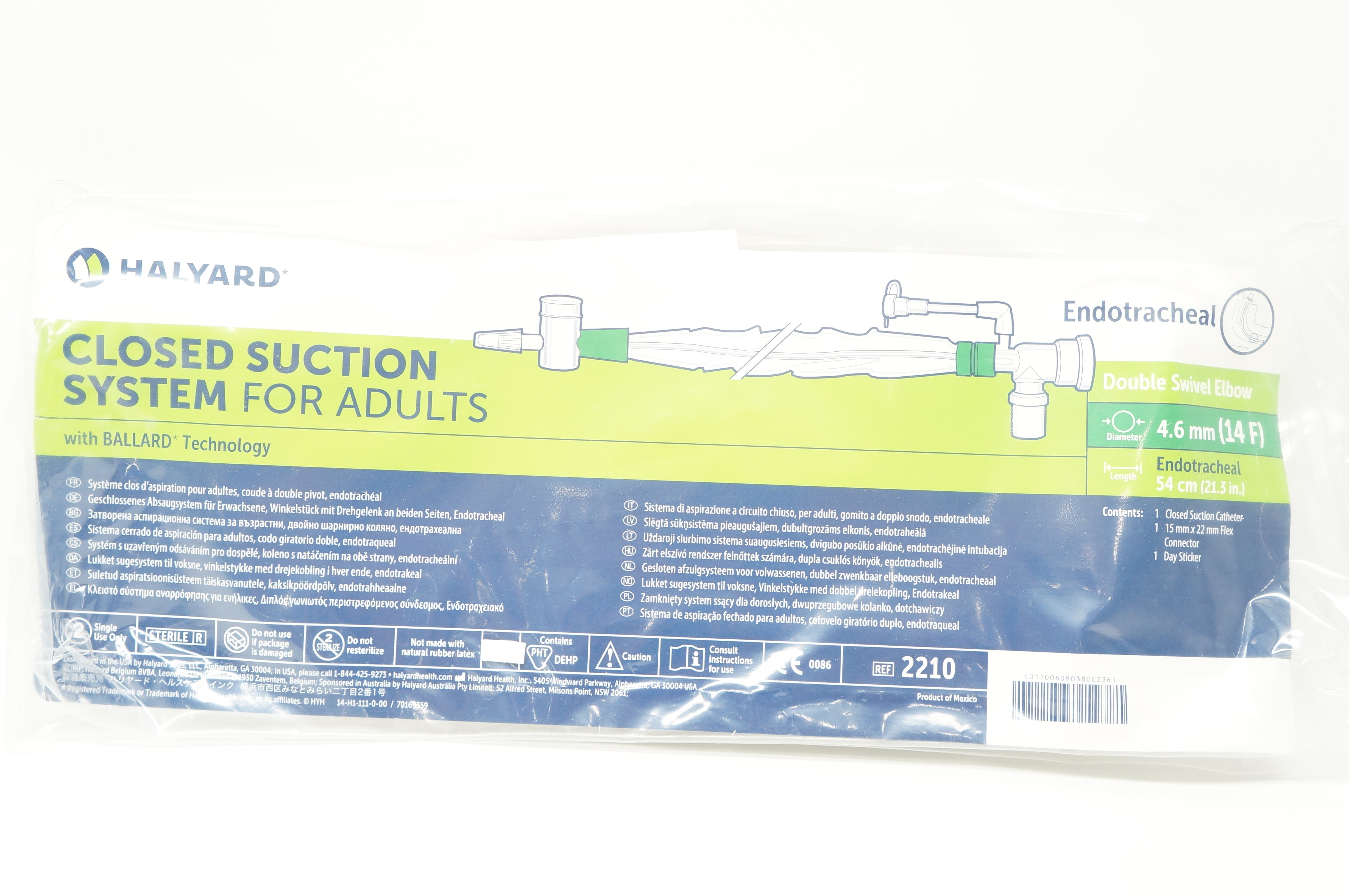 Halyard 2210 Closed Suction System for Adults 14F x 54cm